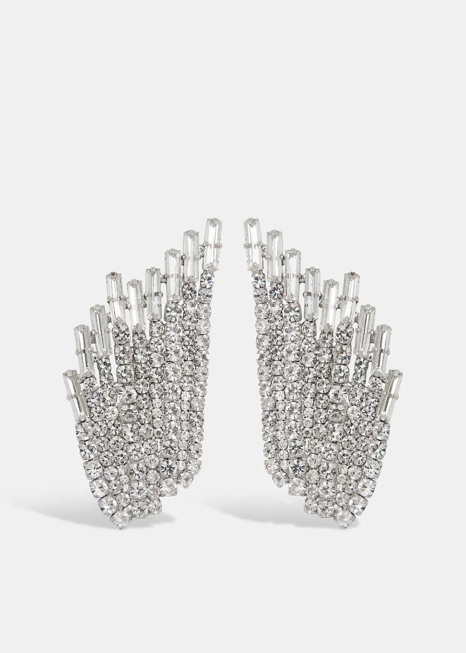 Silver-tone earrings with rhinestones