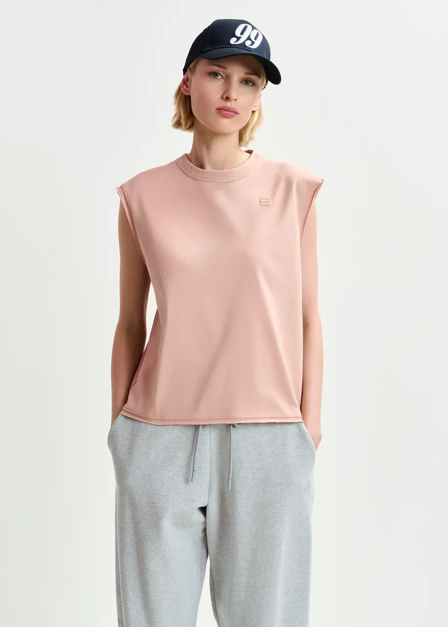 Dusty pink cap-sleeve organic cotton T-shirt