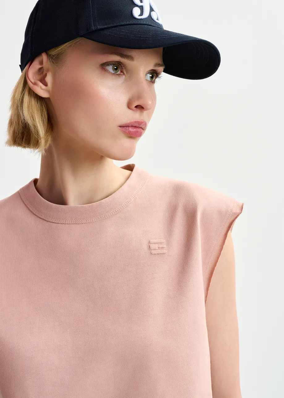 Dusty pink cap-sleeve organic cotton T-shirt