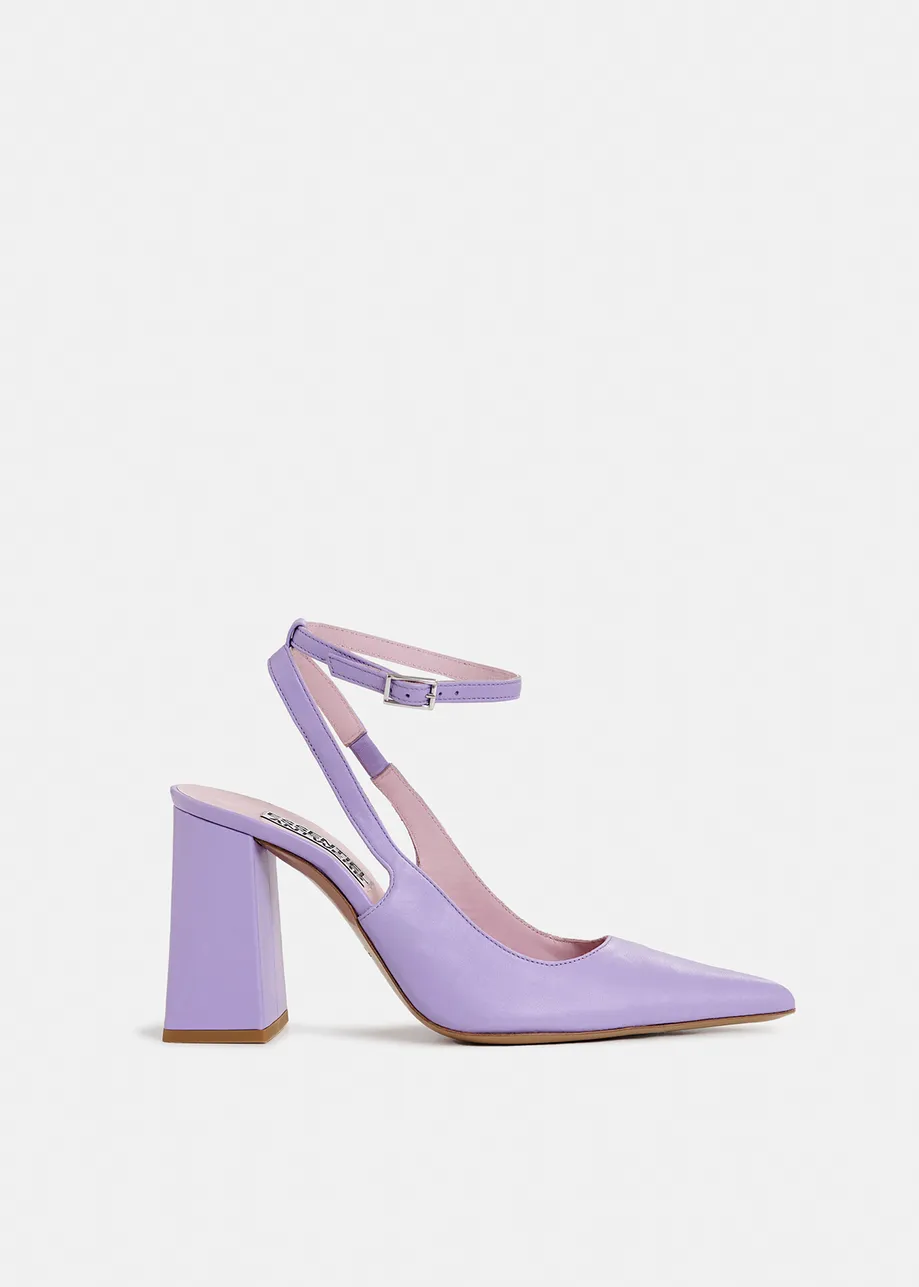 Lila leren slingback pumps