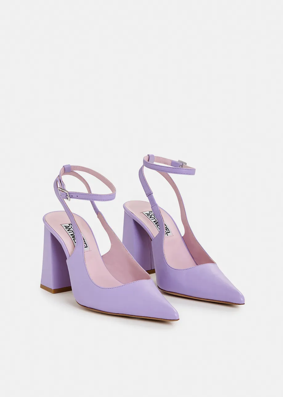 Lila Slingback Pumps aus Leder