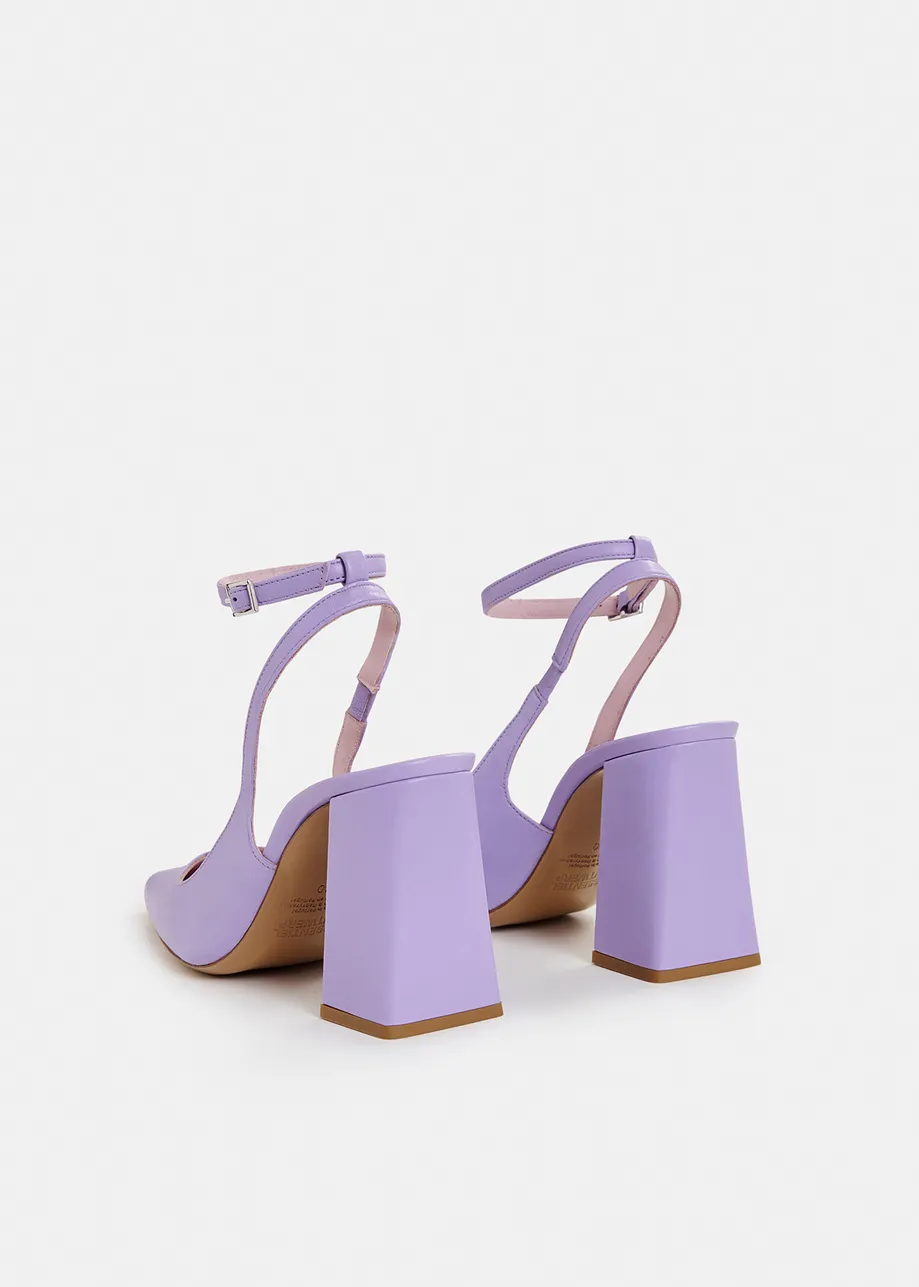 Lila leren slingback pumps