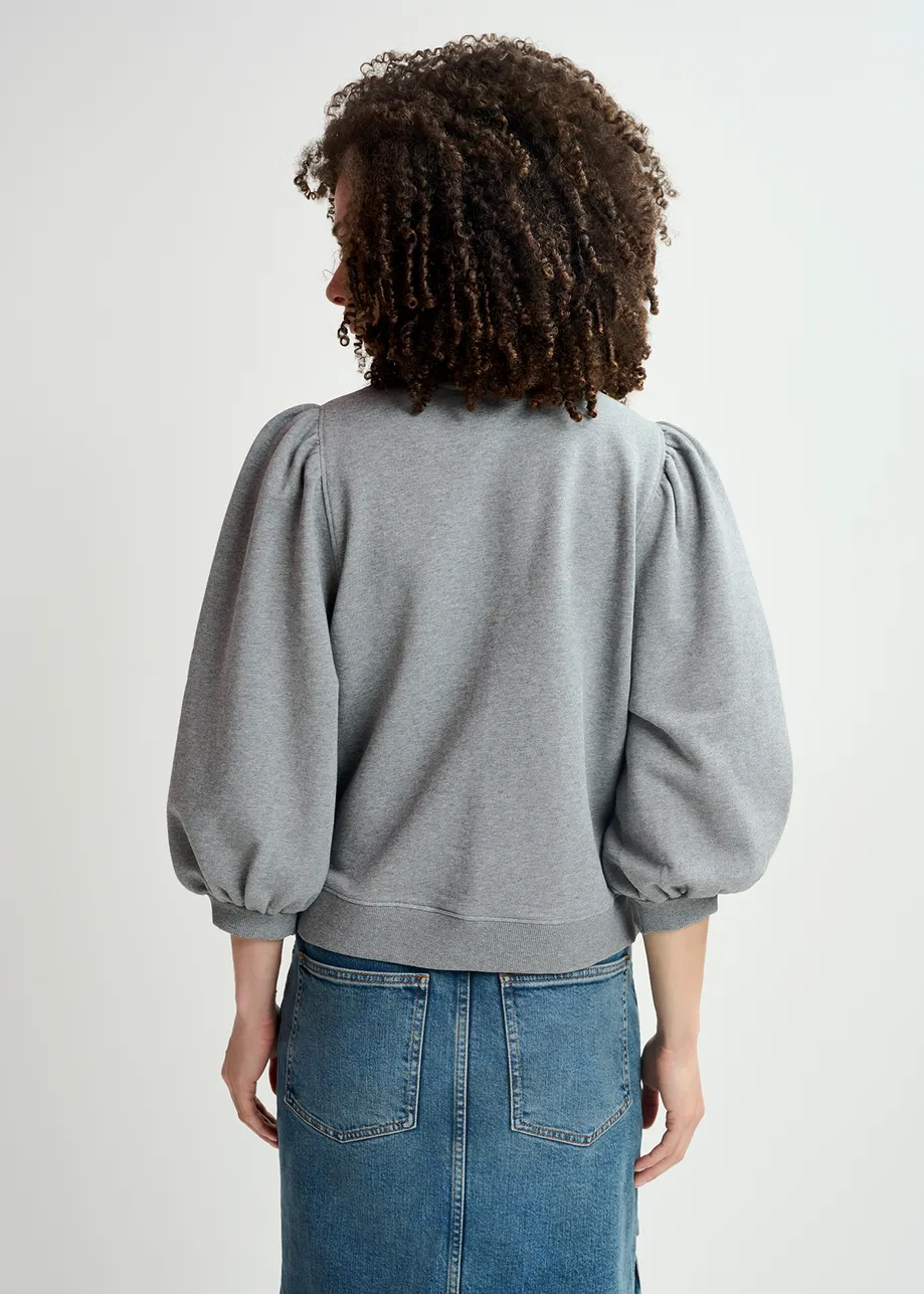 Grey organic cotton sweatshirt with multicolored sequin embroideries