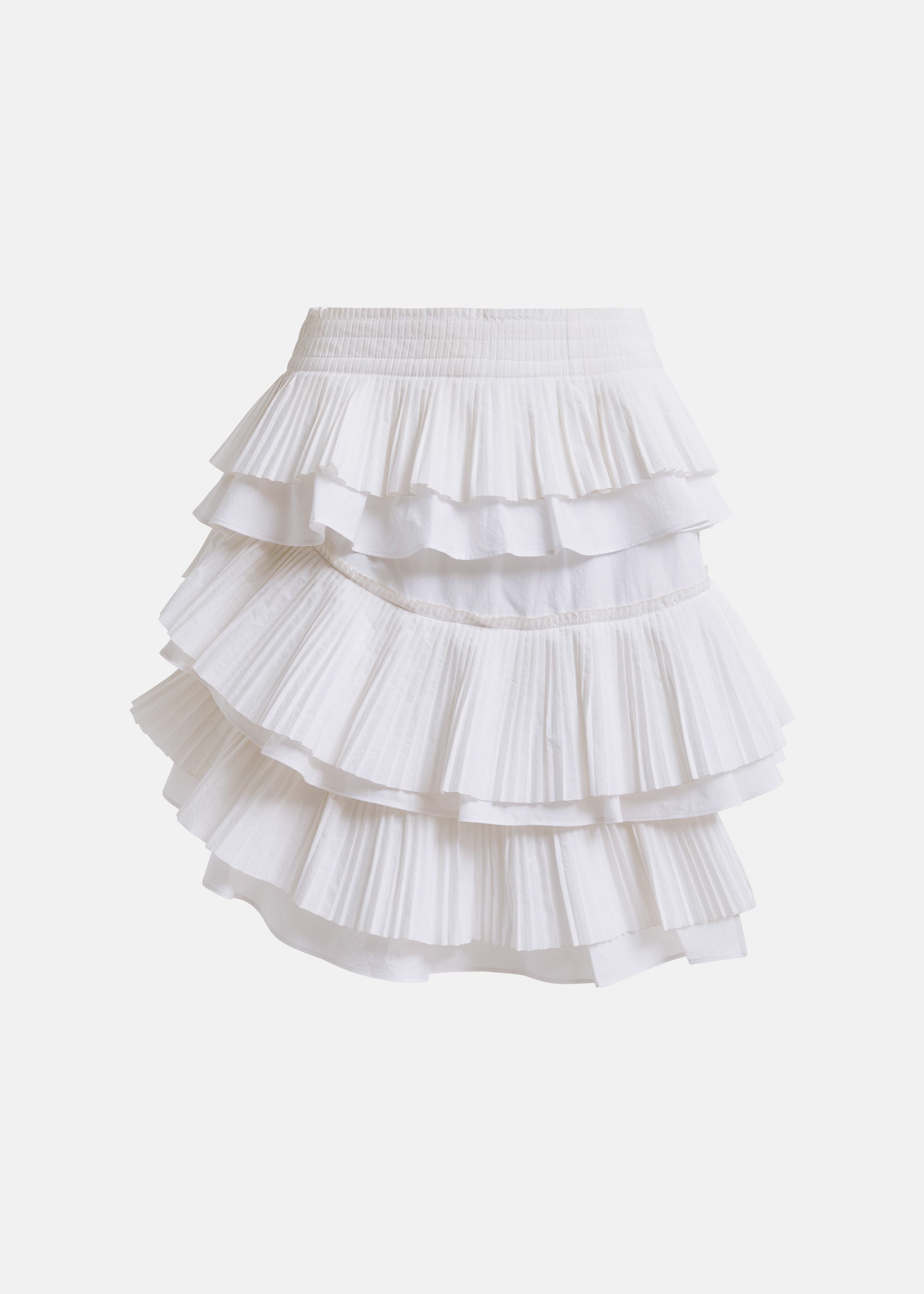 White asymetrical layered mini skirt