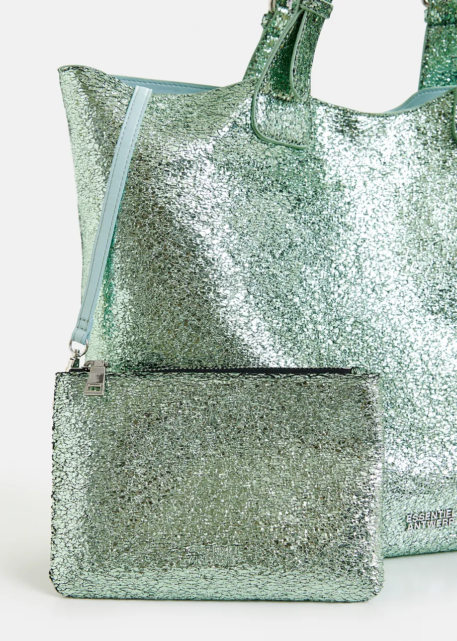 Metallic groene shopper