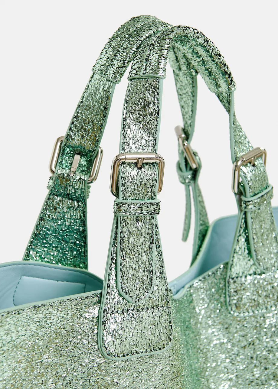 Metallic groene shopper