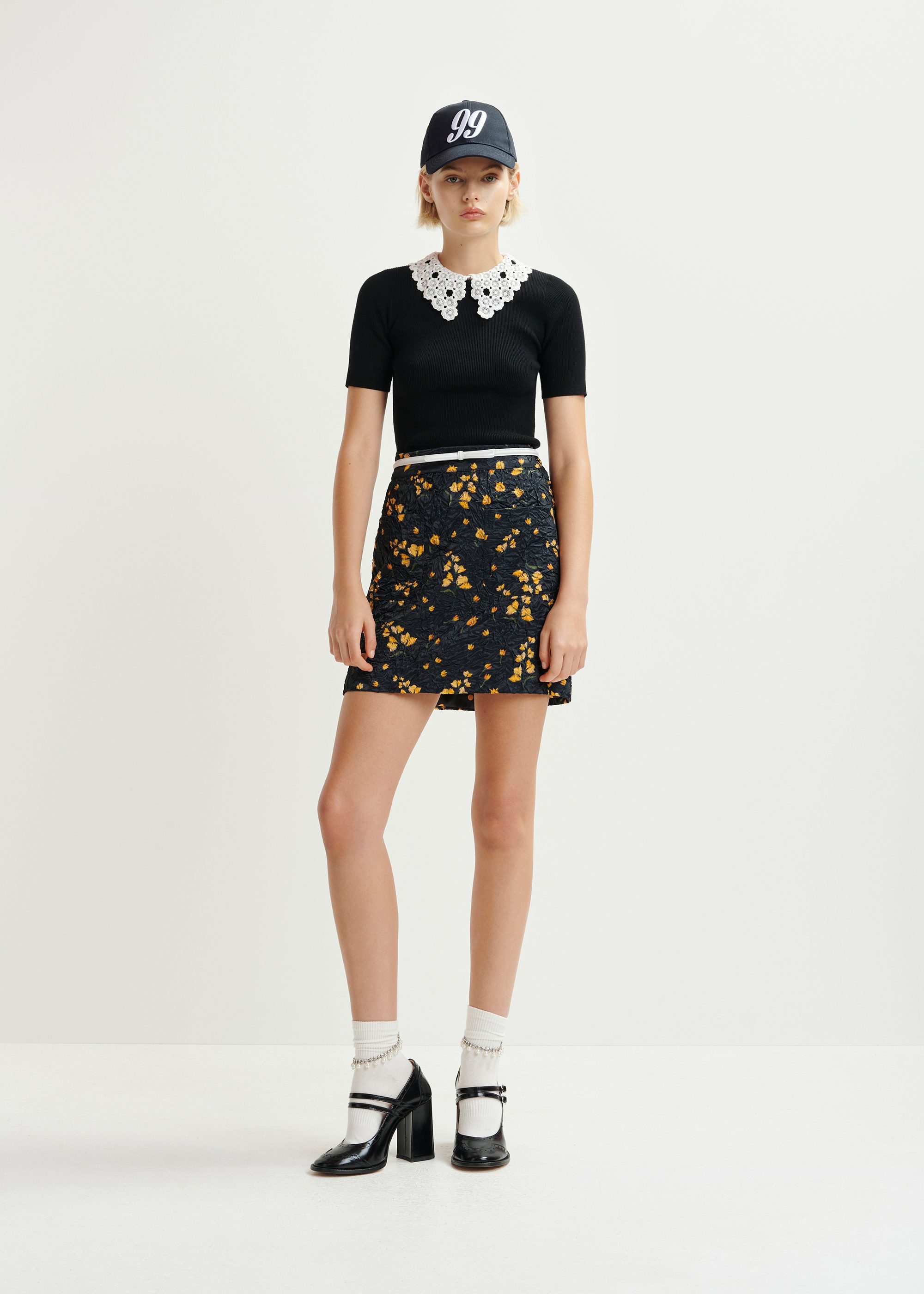 ミニスカート ESSENTIEL ANTWERP HUPAUL RUFFLE MINI SKIRT White asymetrical layered mini skirt | Essentiel Antwerp Italy