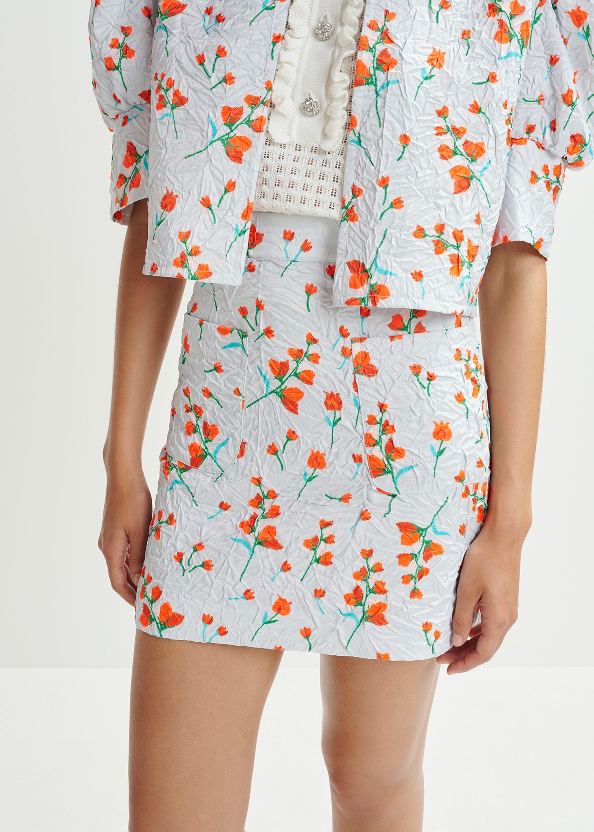 White floral-print mini skirt | Essentiel Antwerp United States