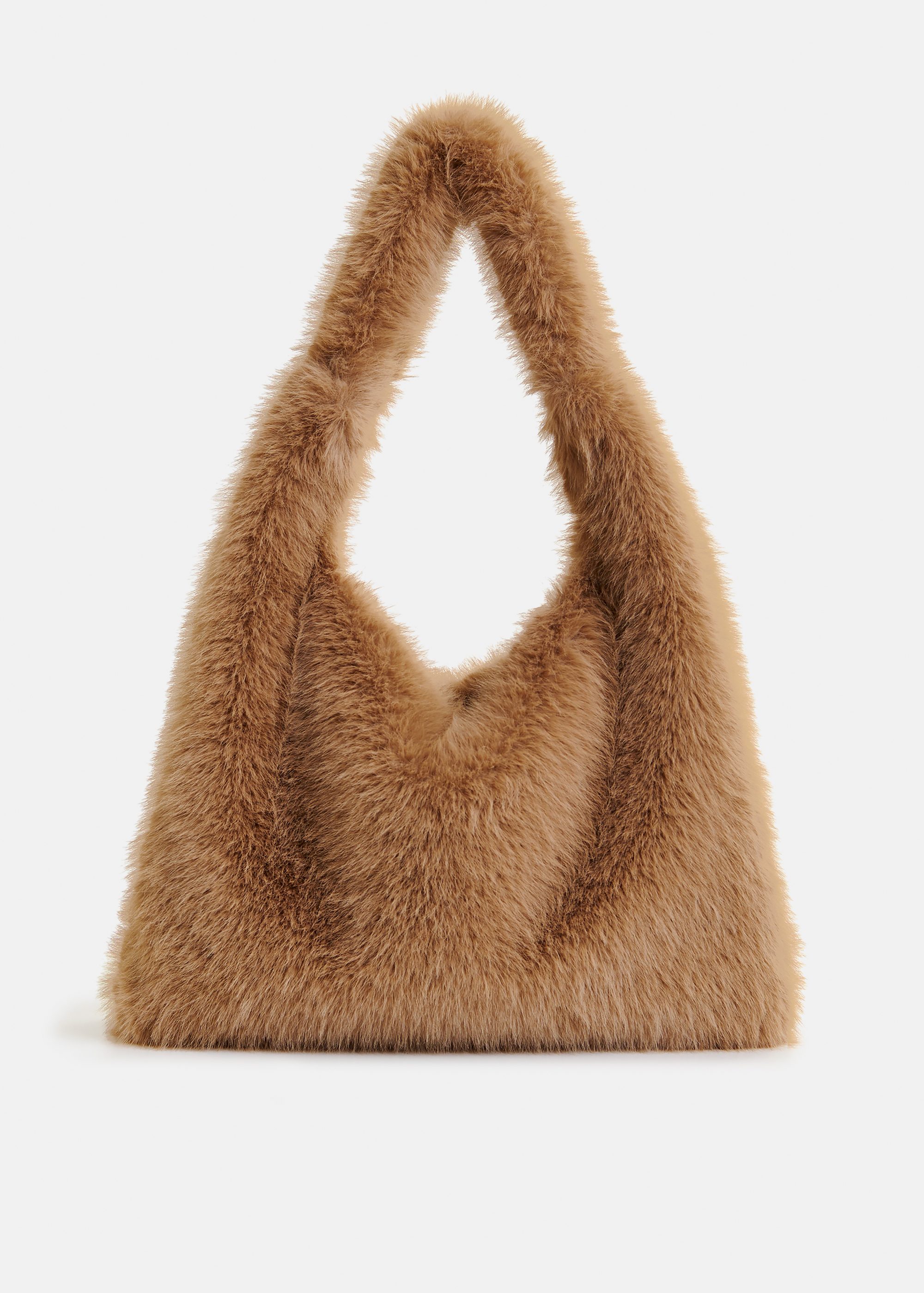 Brown faux fur shoulder bag | Essentiel Antwerp United Kingdom