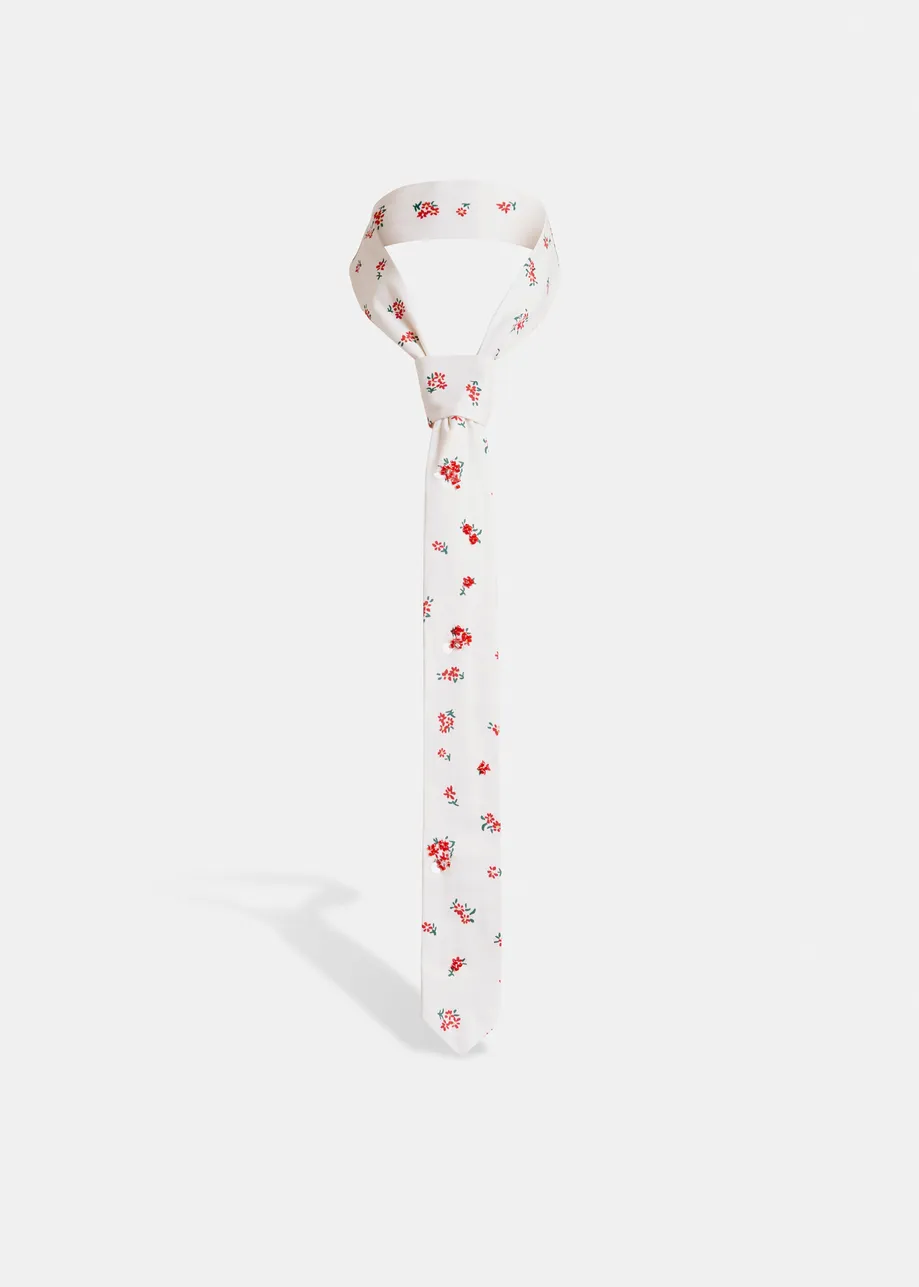 White, red and green rhinestone-embellished tie