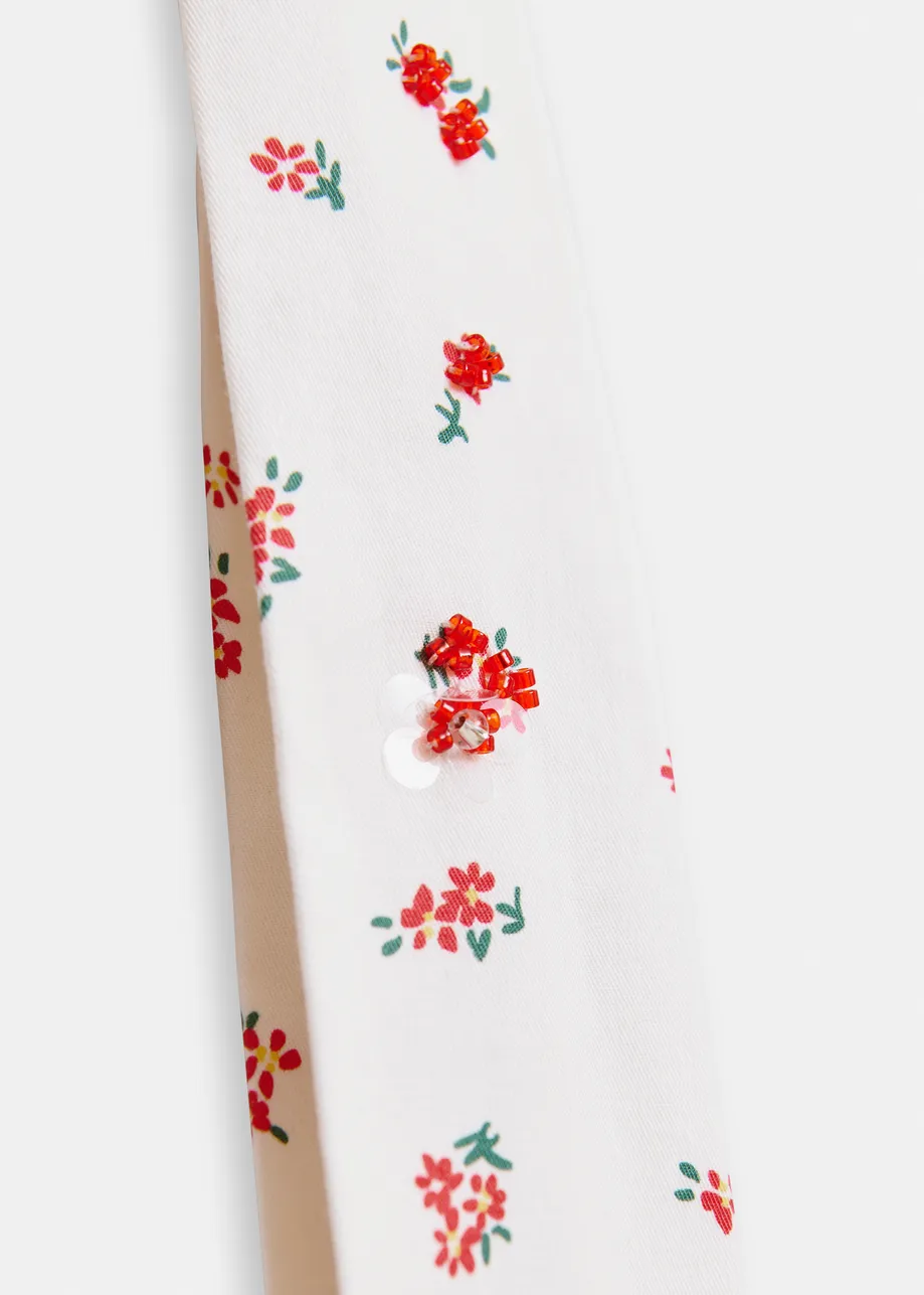 White, red and green rhinestone-embellished tie