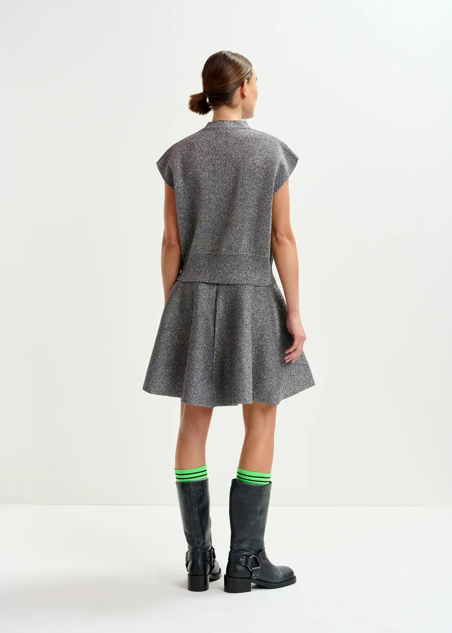 Silver lurex knitted mini skirt