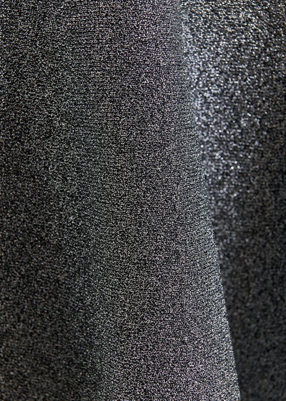 Silver lurex knitted mini skirt