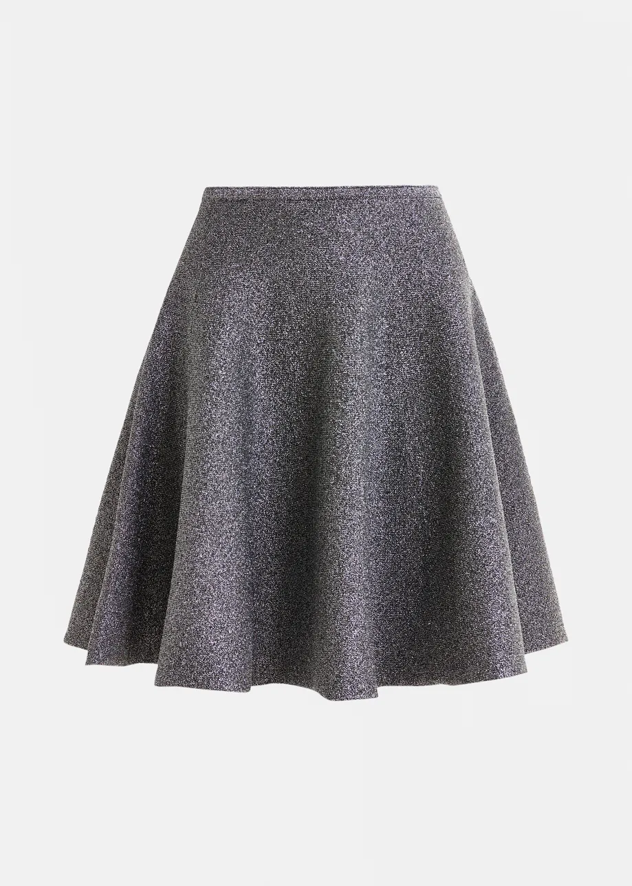 Gebreid minirokje in zilver lurex