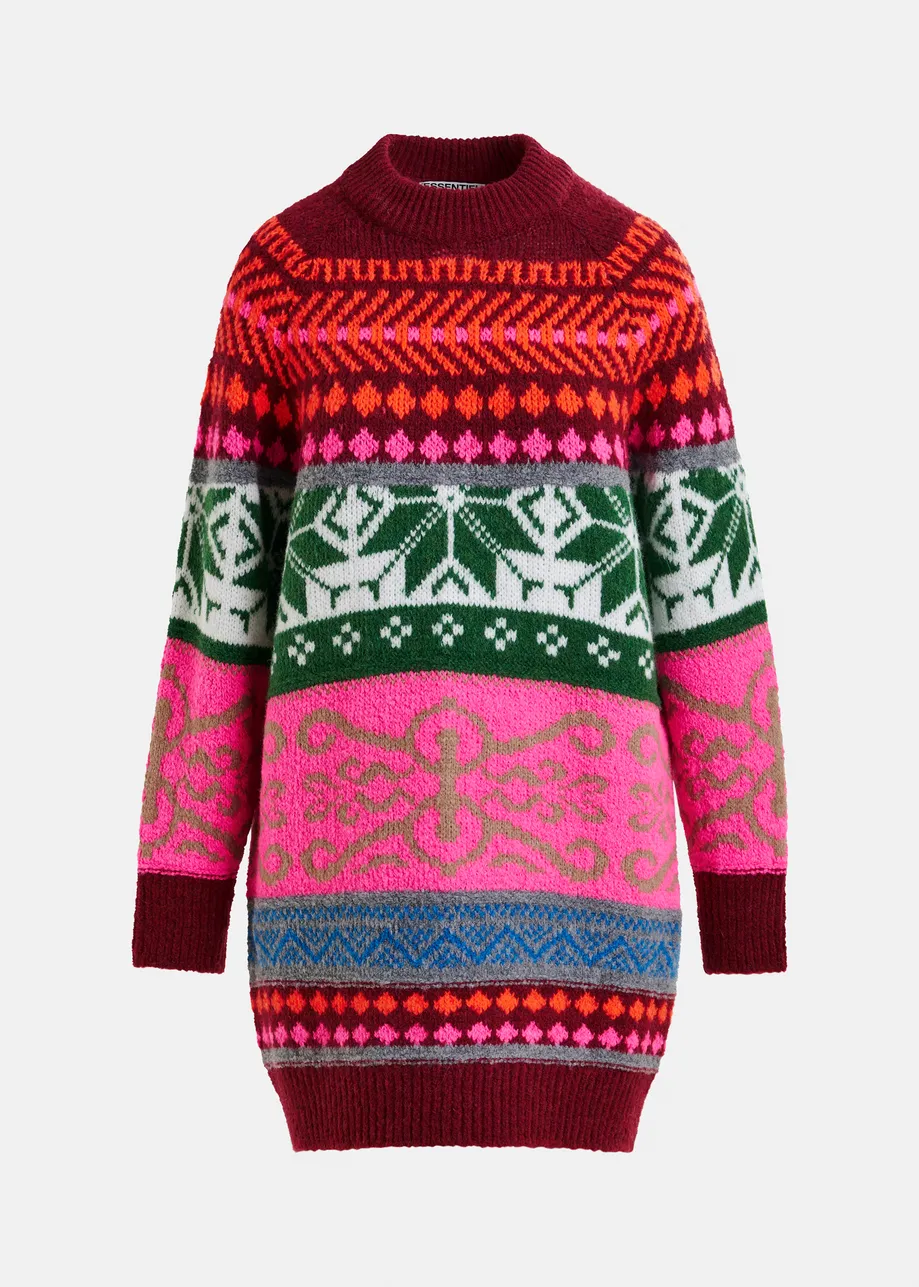 Multicolor jacquard knit dress