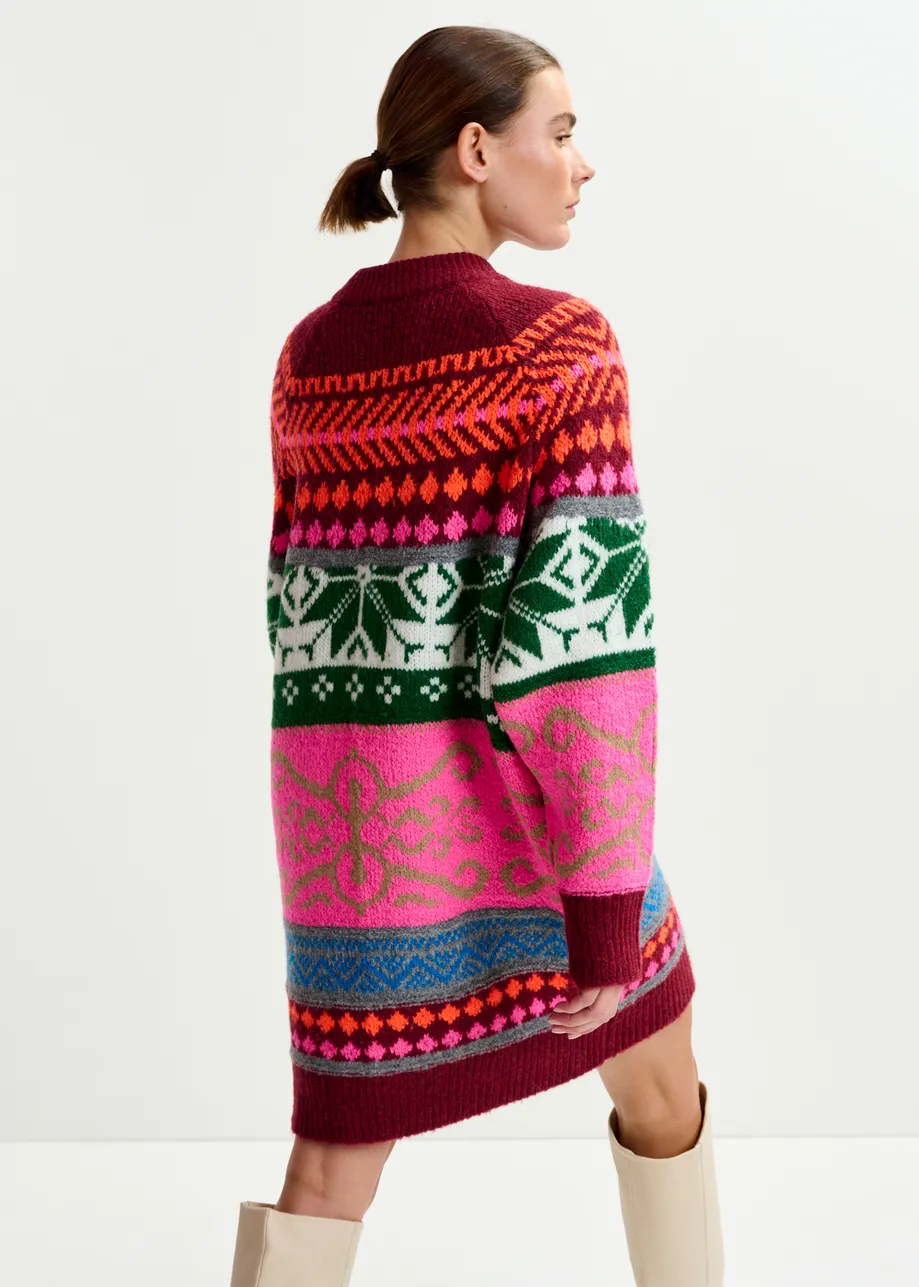 Multicolor jacquard knit dress