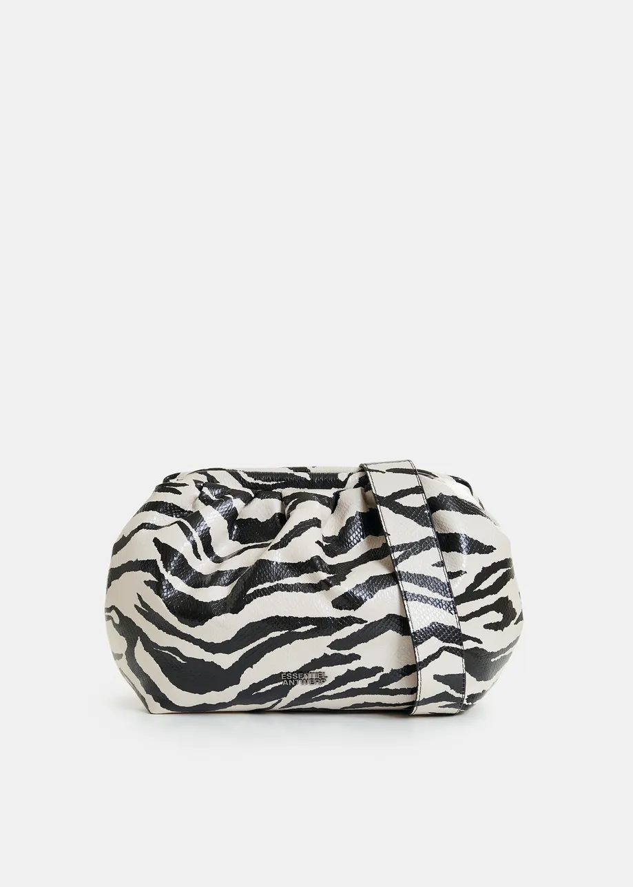 Black and white zebraprint medium-sized pouch