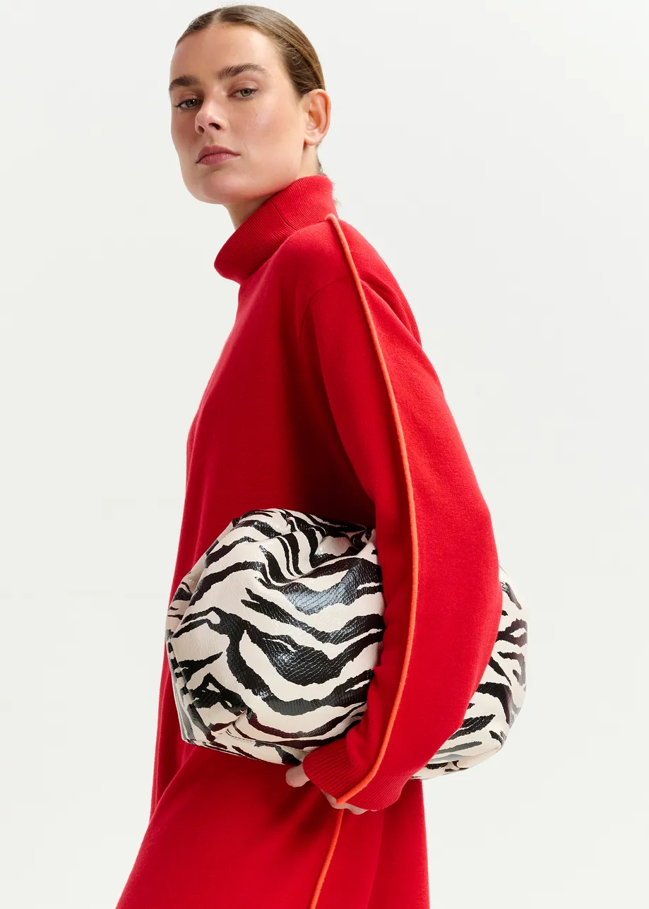 Black and white zebraprint medium-sized pouch