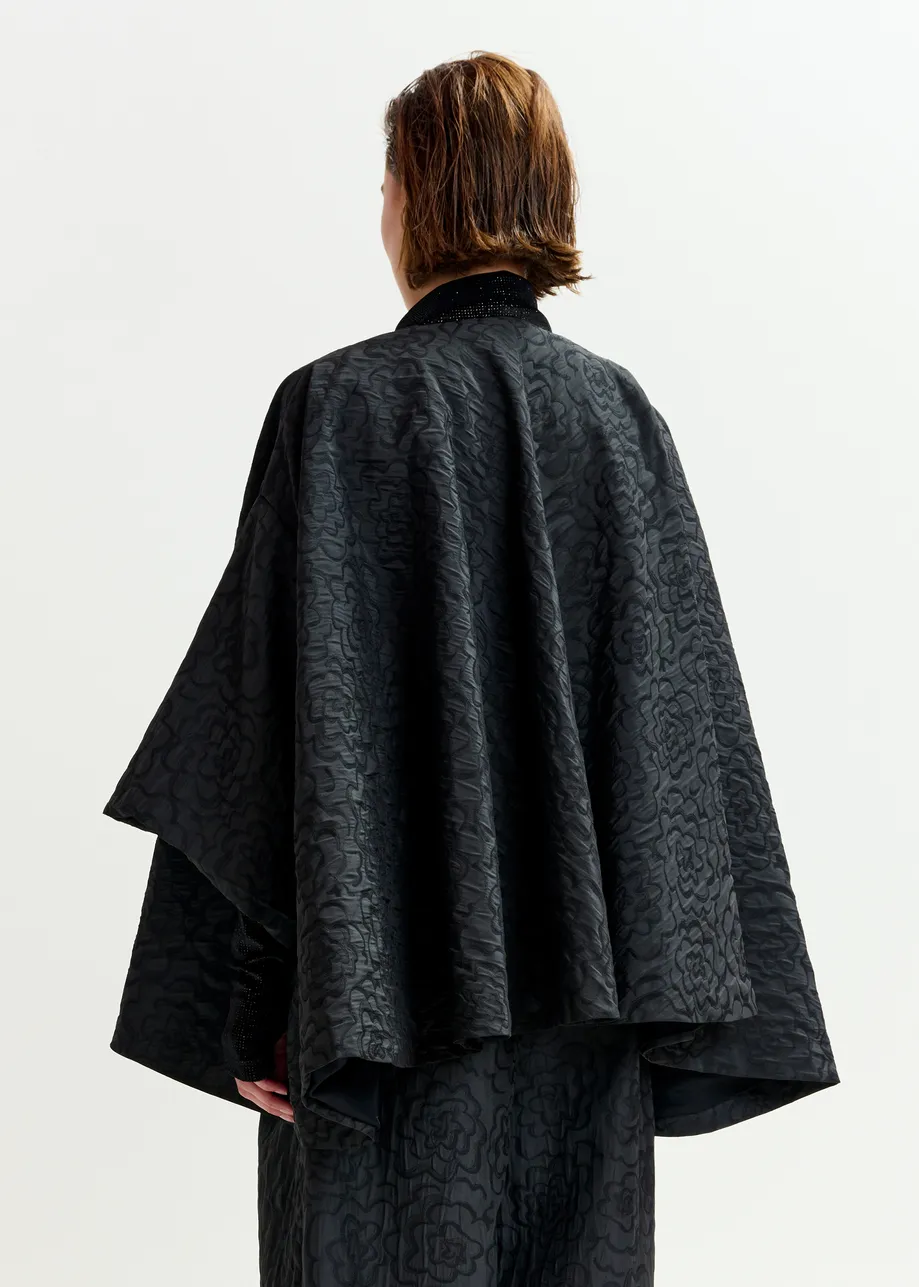 Capa oversize en tejido jacquard, negro