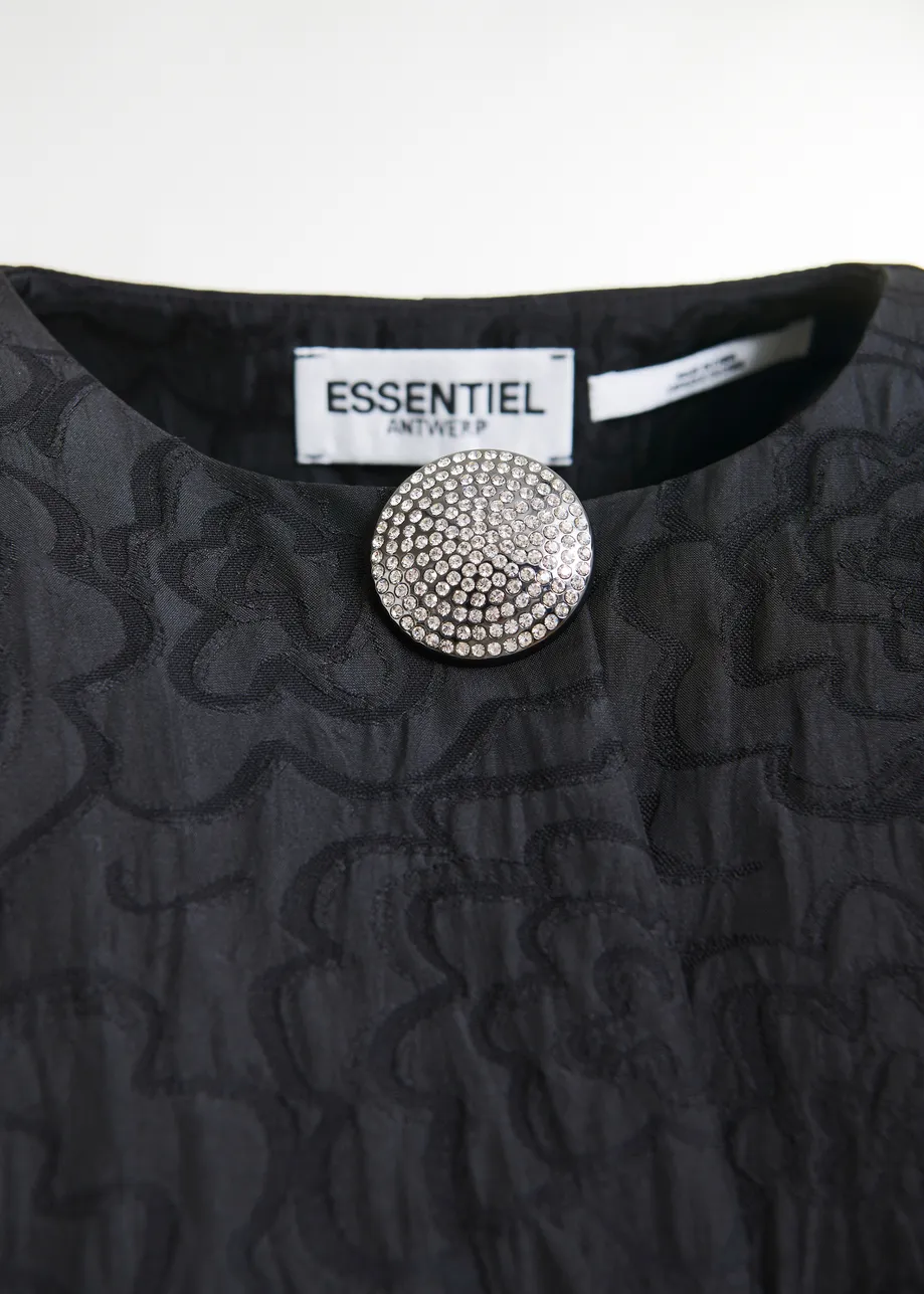 Capa oversize en tejido jacquard, negro