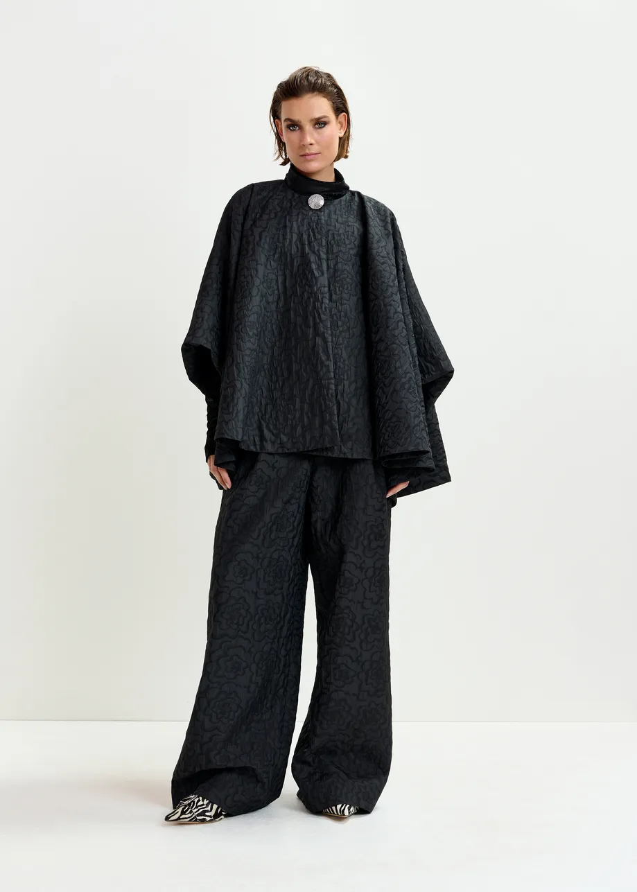 Zwarte oversized capejas in jacquard
