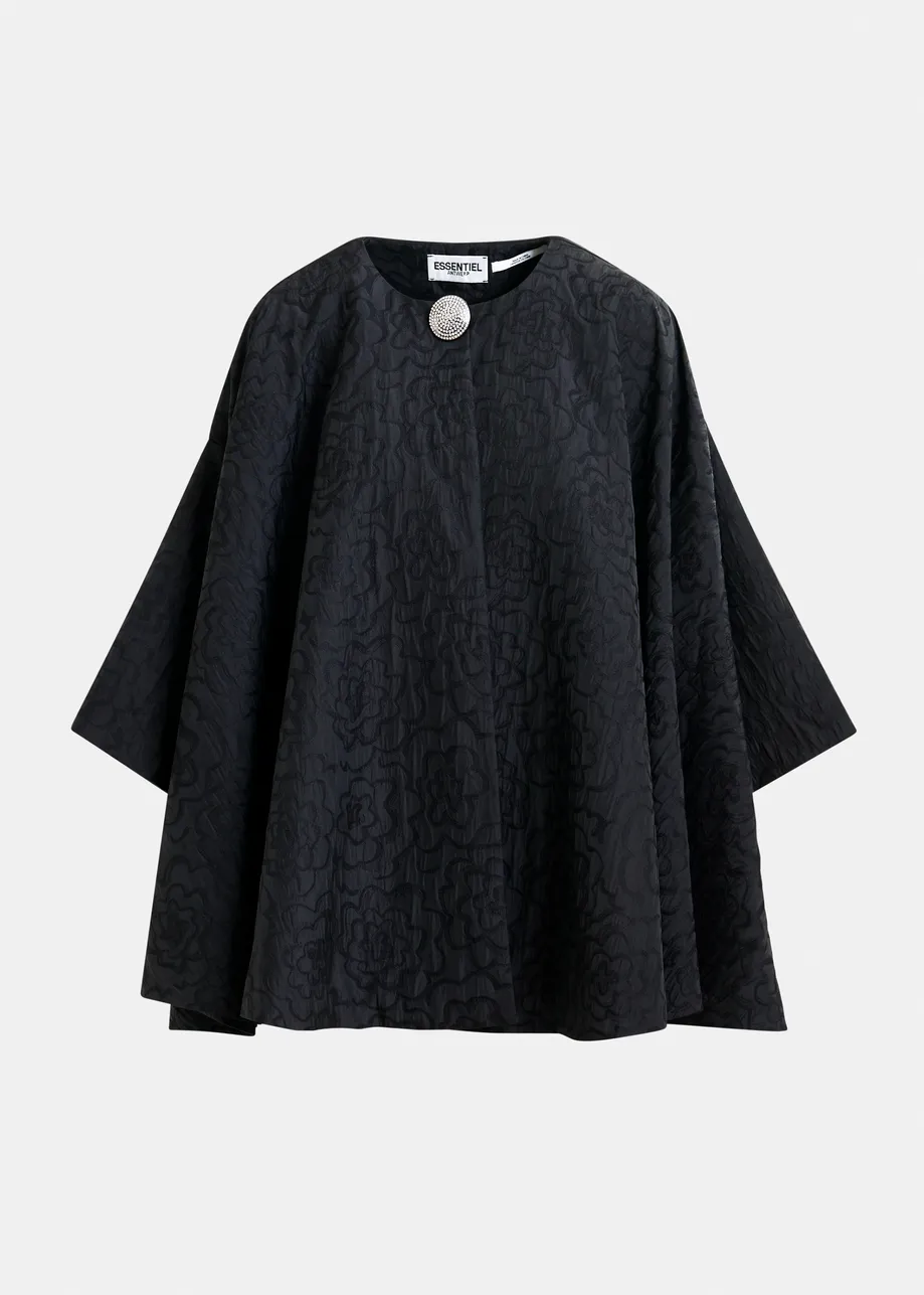 Veste cape oversize en jacquard noire