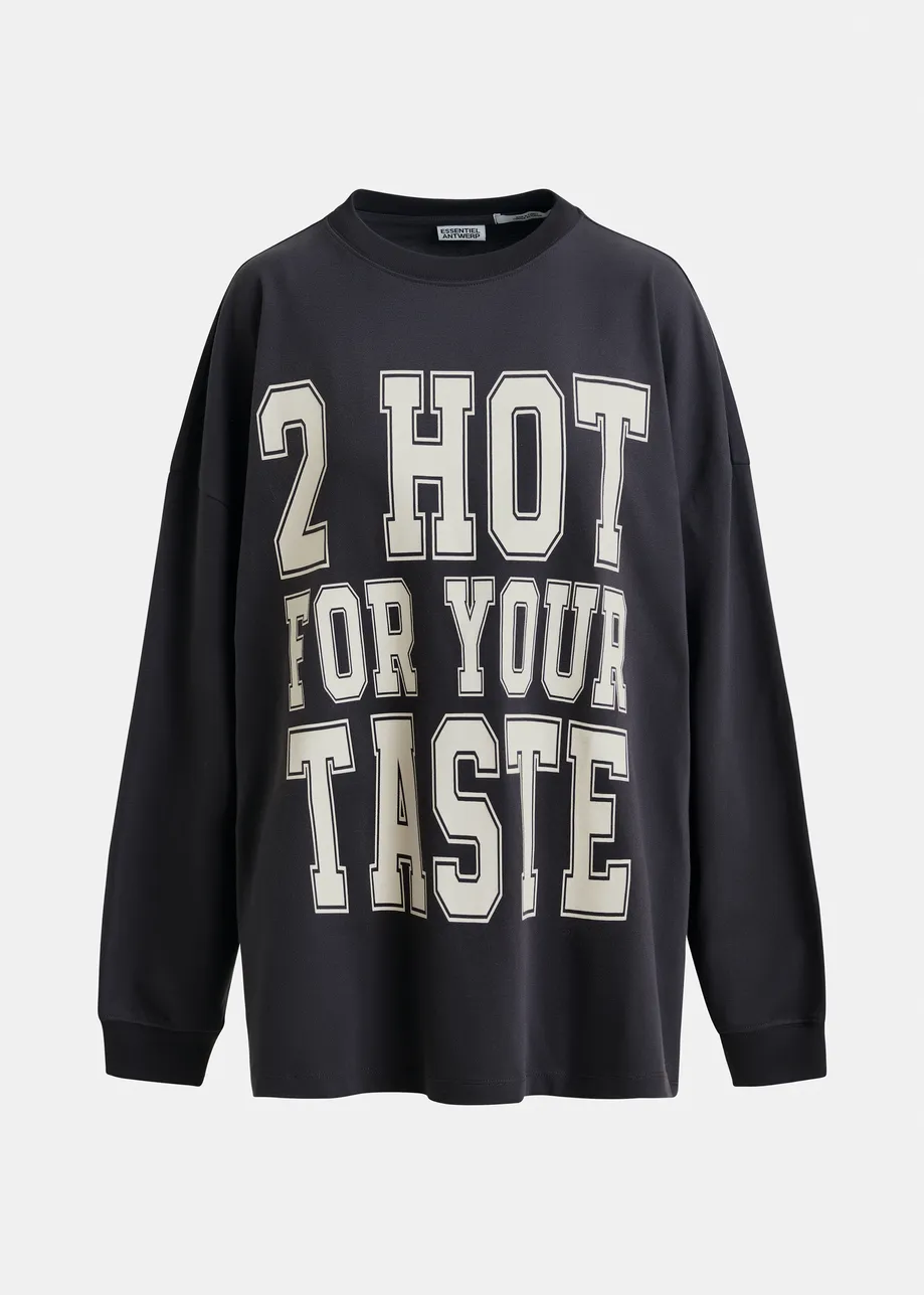 Dark grey and off-white printed organic cotton long-sleeve T-shirt