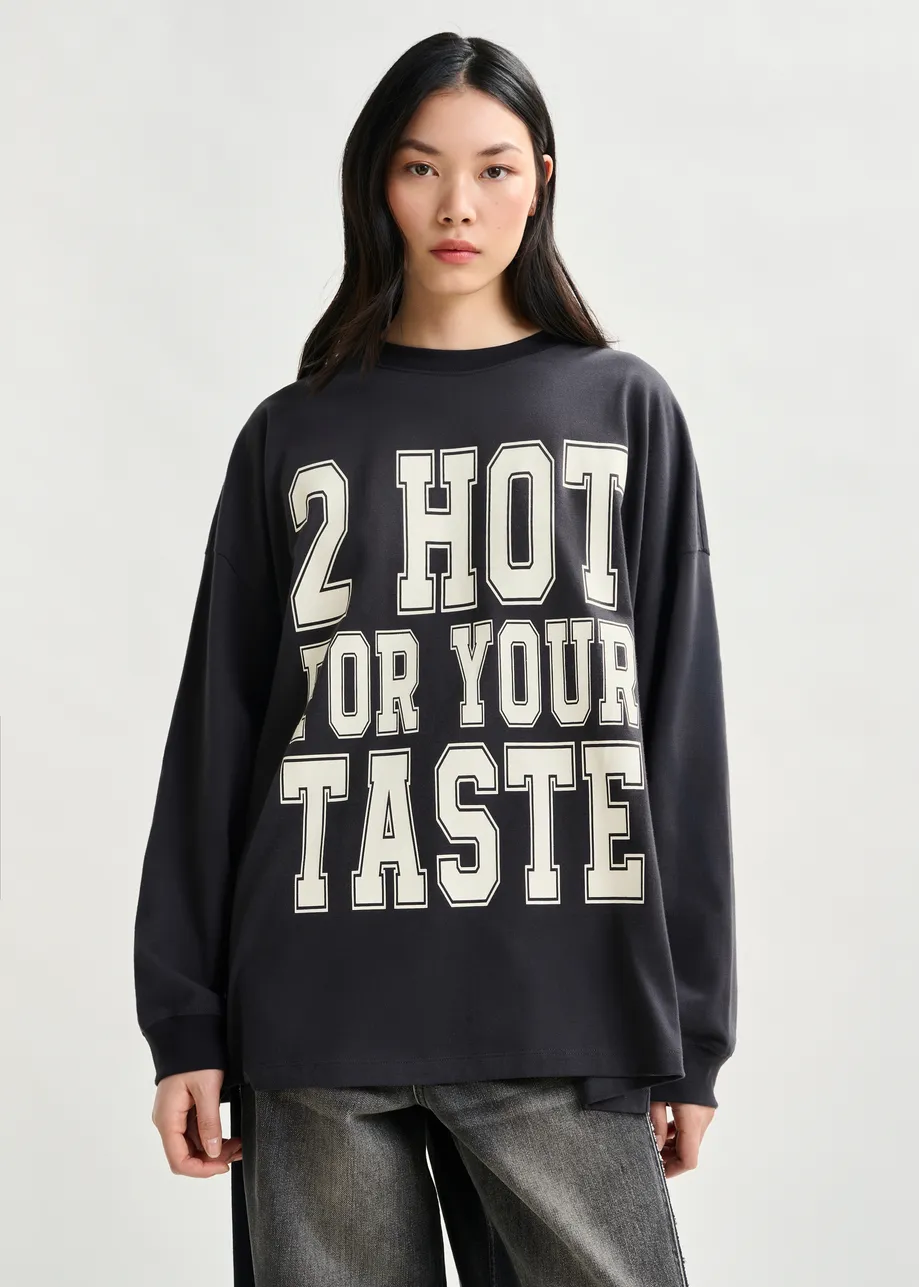 Dark grey and off-white printed organic cotton long-sleeve T-shirt