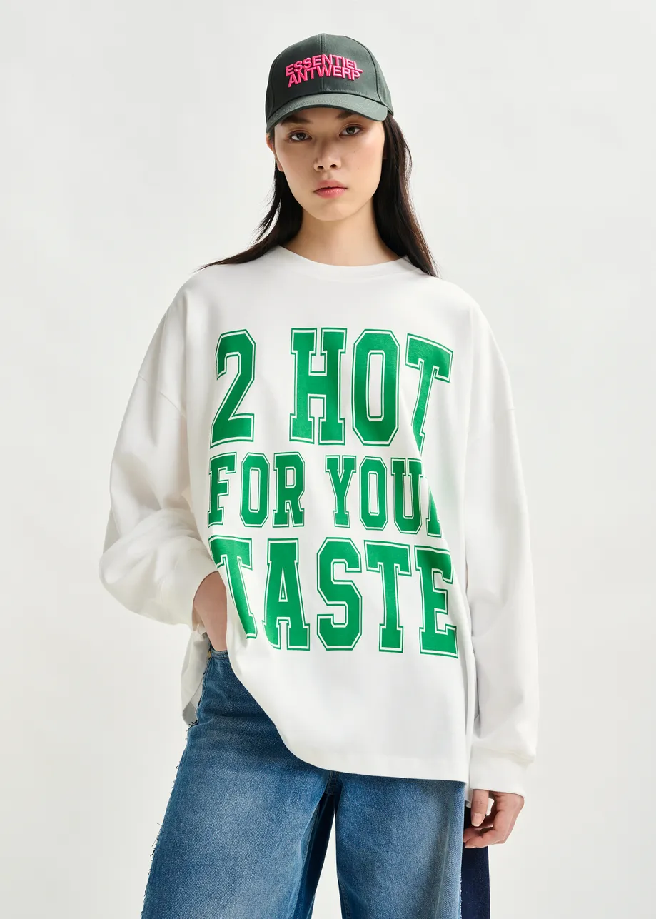 Off-white and green printed organic cotton long-sleeve T-shirt