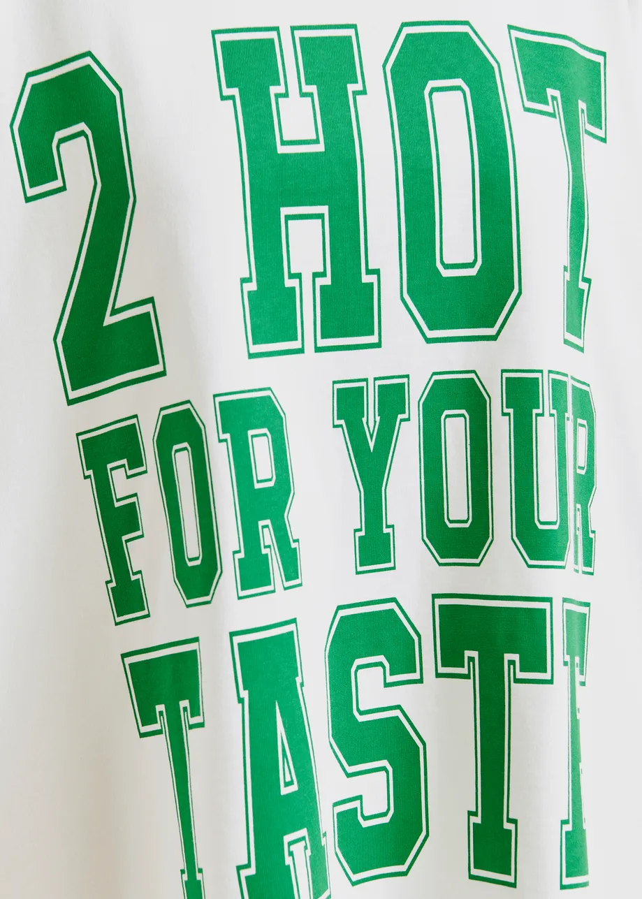 Off-white and green printed organic cotton long-sleeve T-shirt