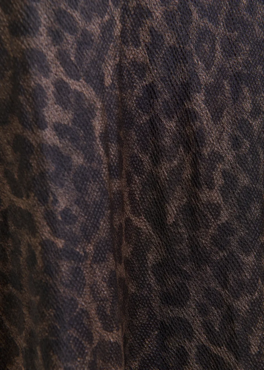 Brown and black leopard print maxi slip dress