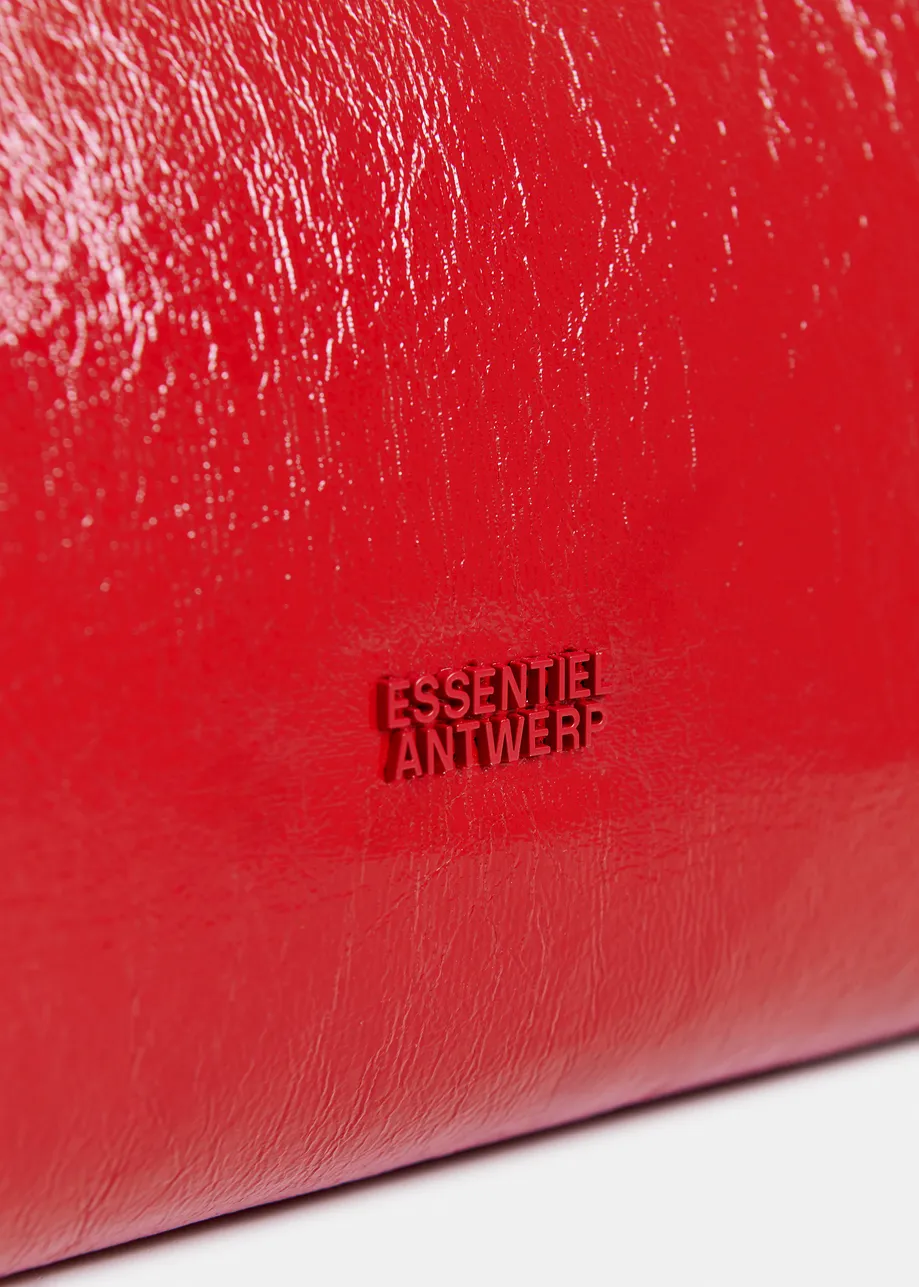 Red faux patent-leather shopper bag