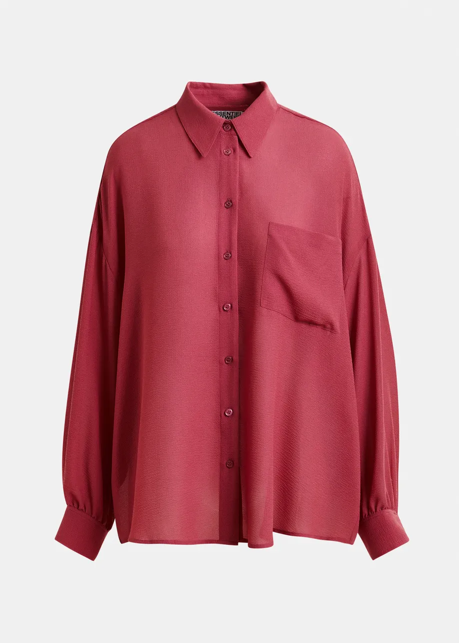 Vintage pink ruffle-sleeve shirt