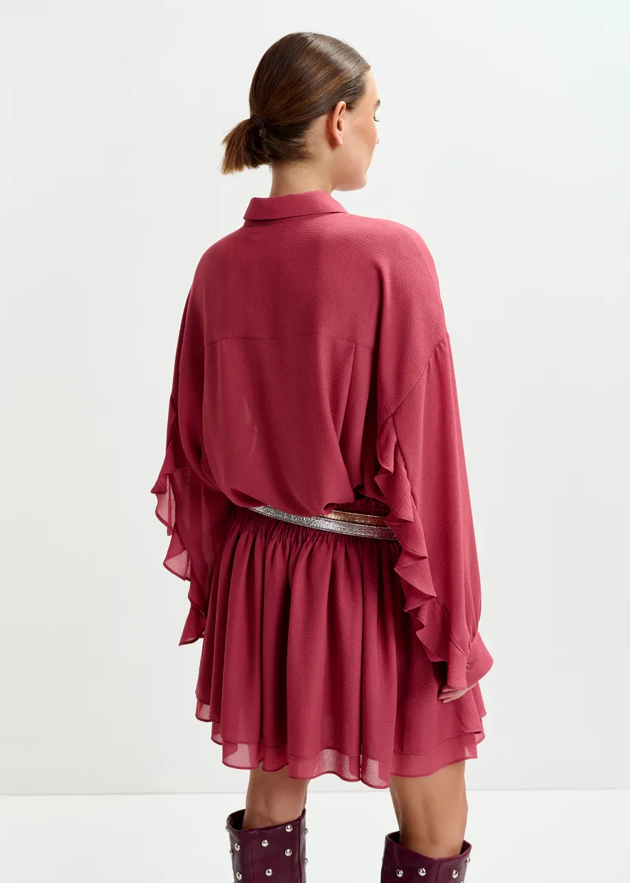 Vintage pink ruffle-sleeve shirt
