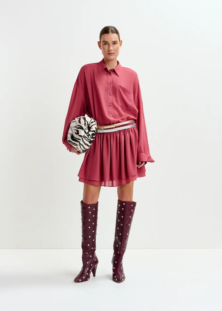 Vintage pink ruffle-sleeve shirt