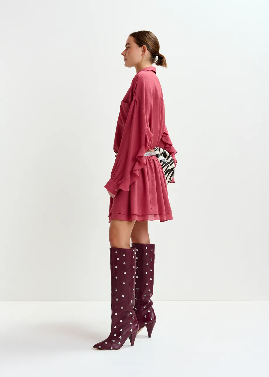 Vintage pink ruffle-sleeve shirt