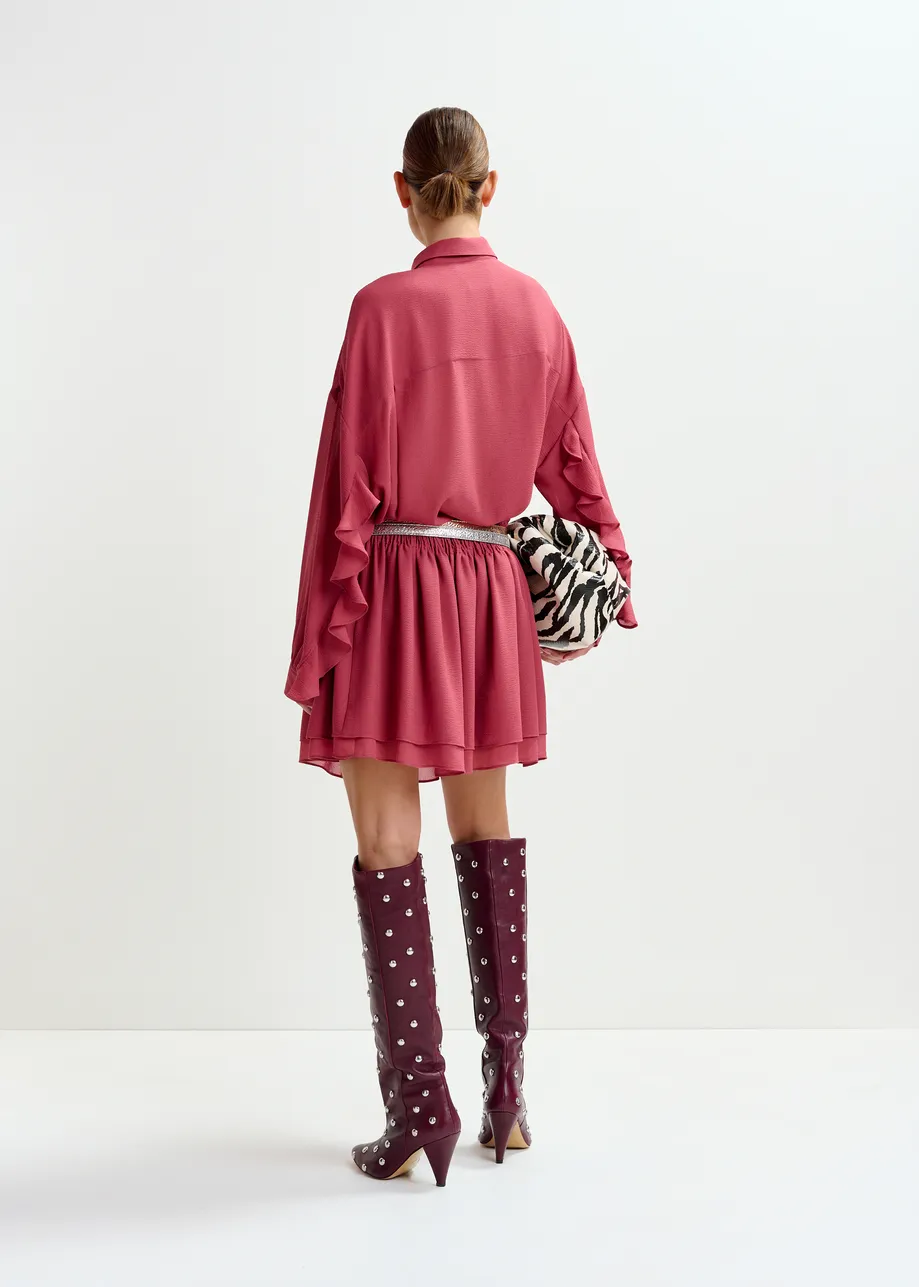 Vintage pink ruffle-sleeve shirt