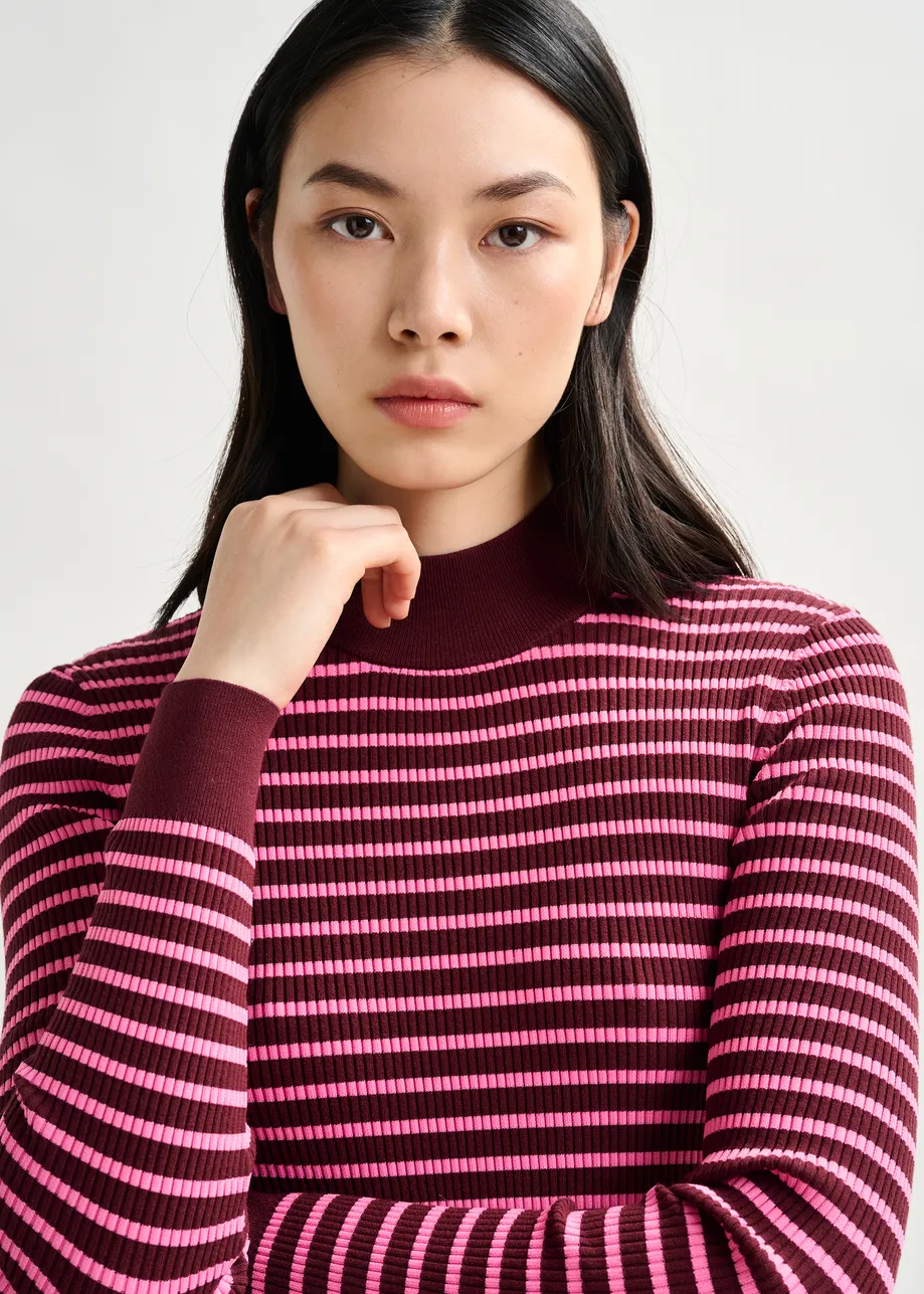 Burgundy and pink striped sweater
