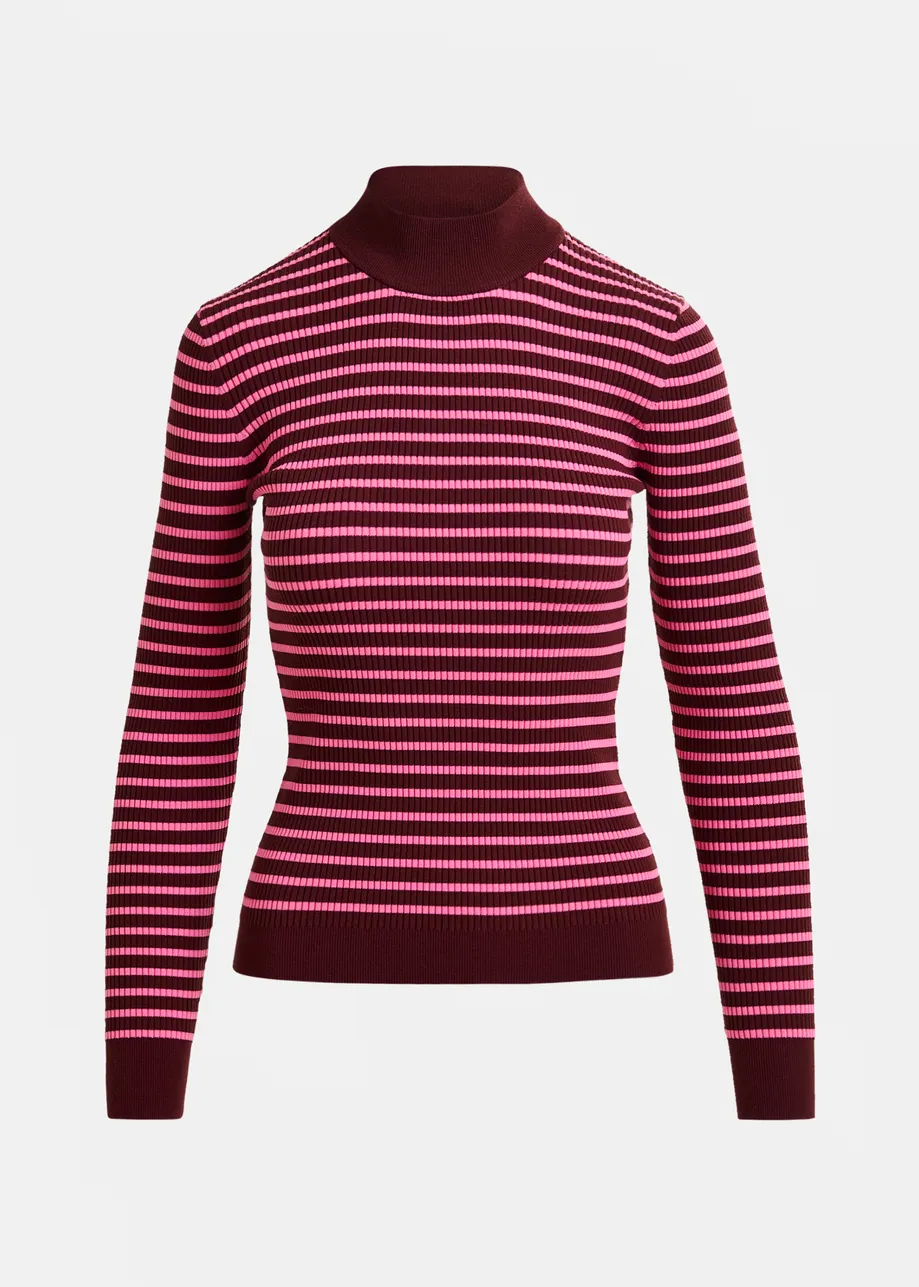 Burgundy and pink striped sweater