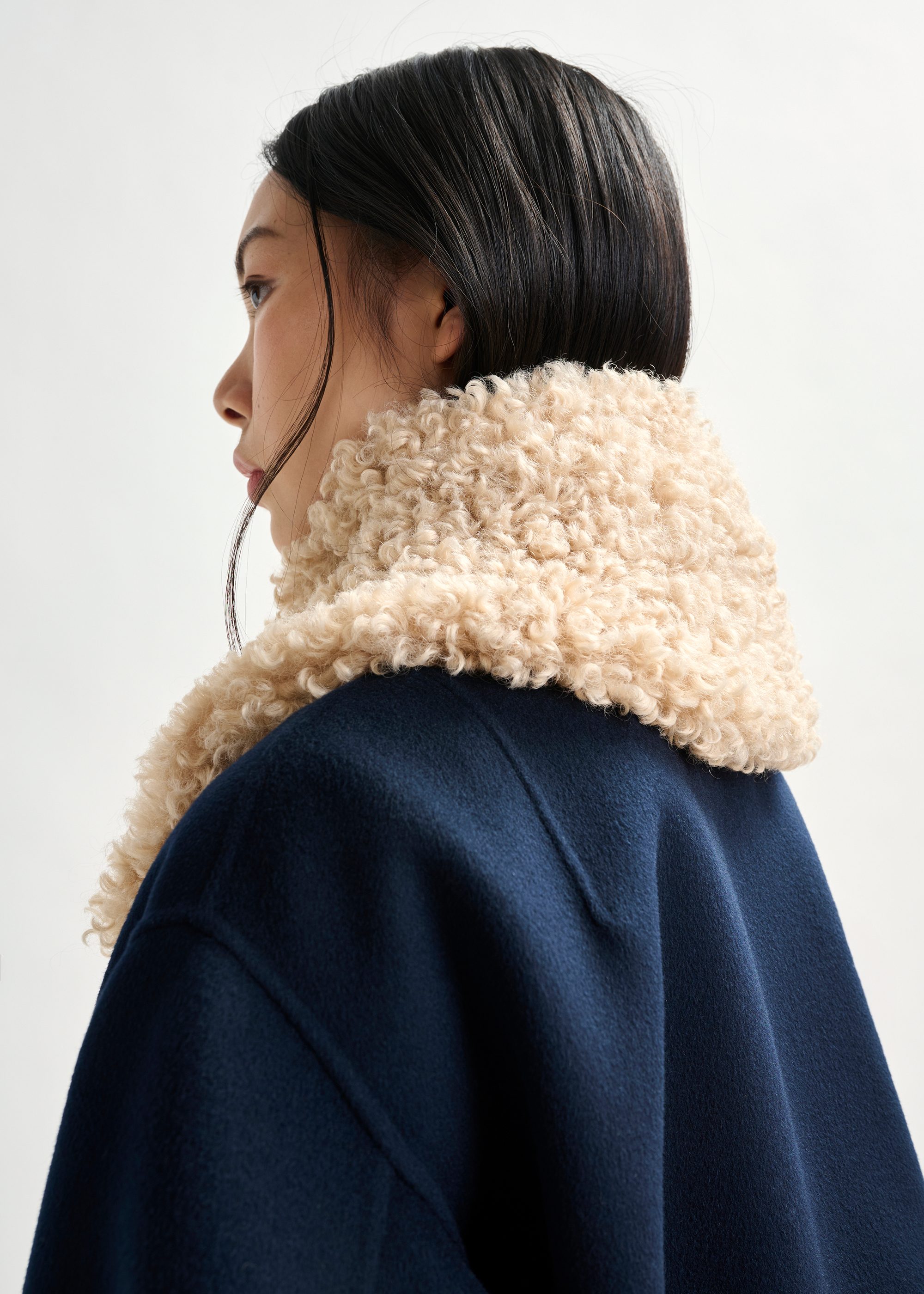 Tie.Me grace fur collar wool coat ベージュ fur collar Coat Grace