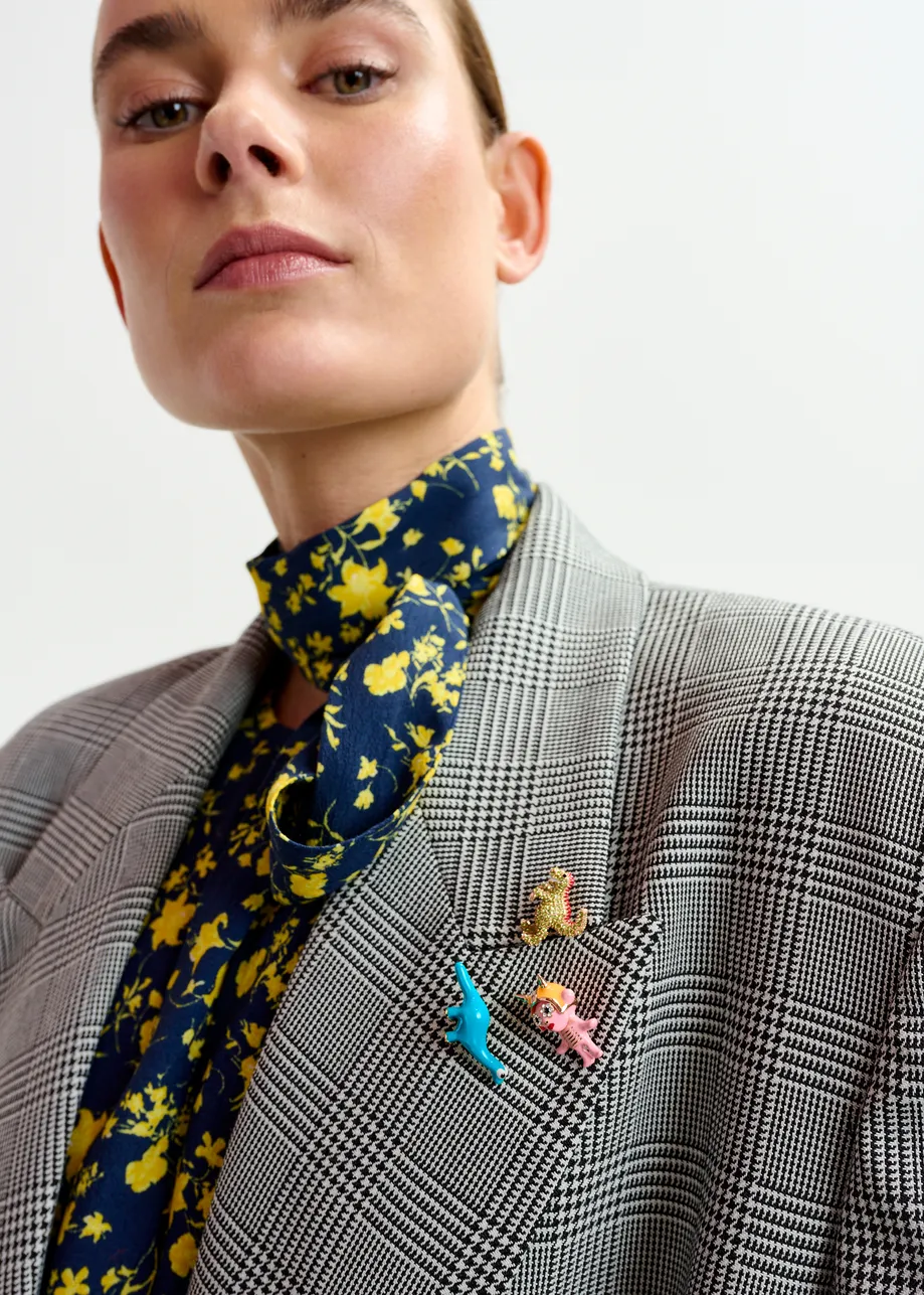 Pink, green and blue trio of enamel and rhinestone-encrushed pins