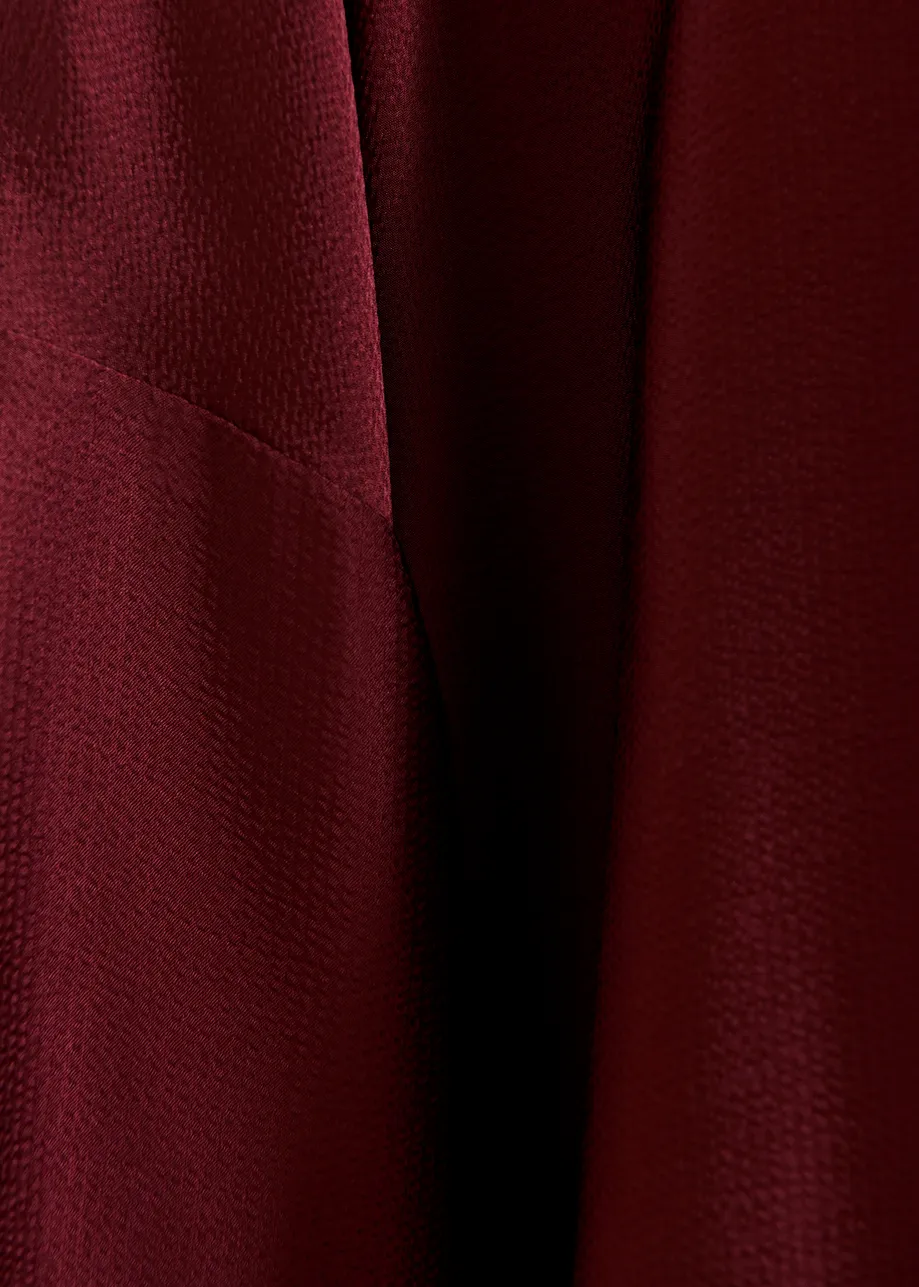 Burgundy oversized top with pussy bow