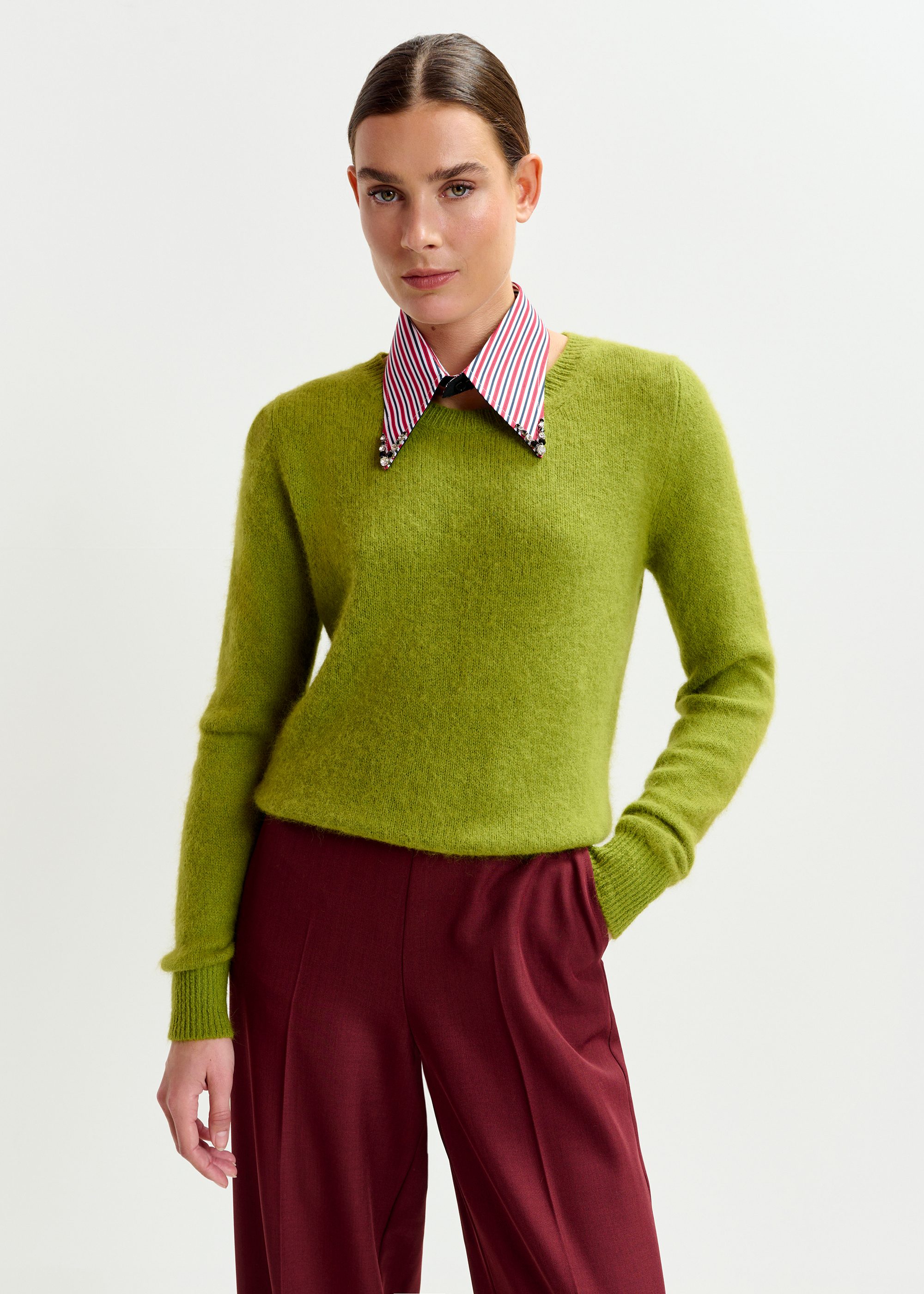 Green angora blend knit | Essentiel Antwerp Europe