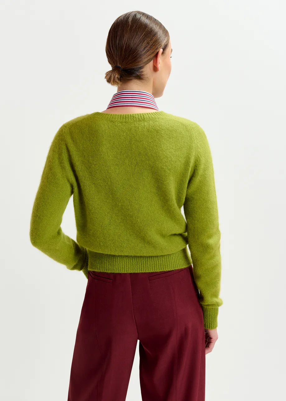 Green angora blend knit