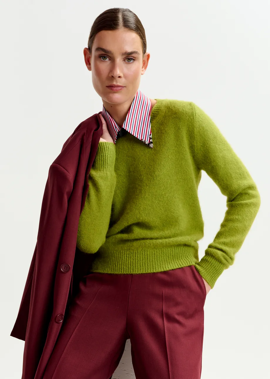 Green angora blend knit