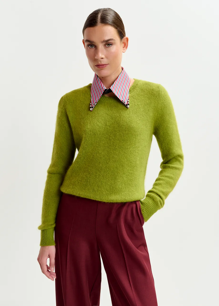 Green angora blend knit