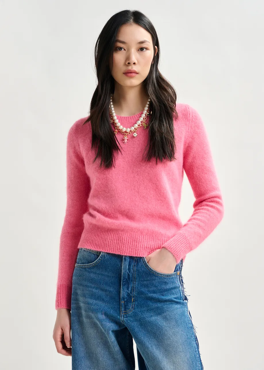 Pink angora blend knit