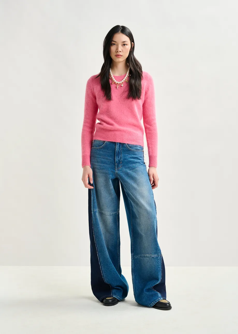 Pink angora blend knit
