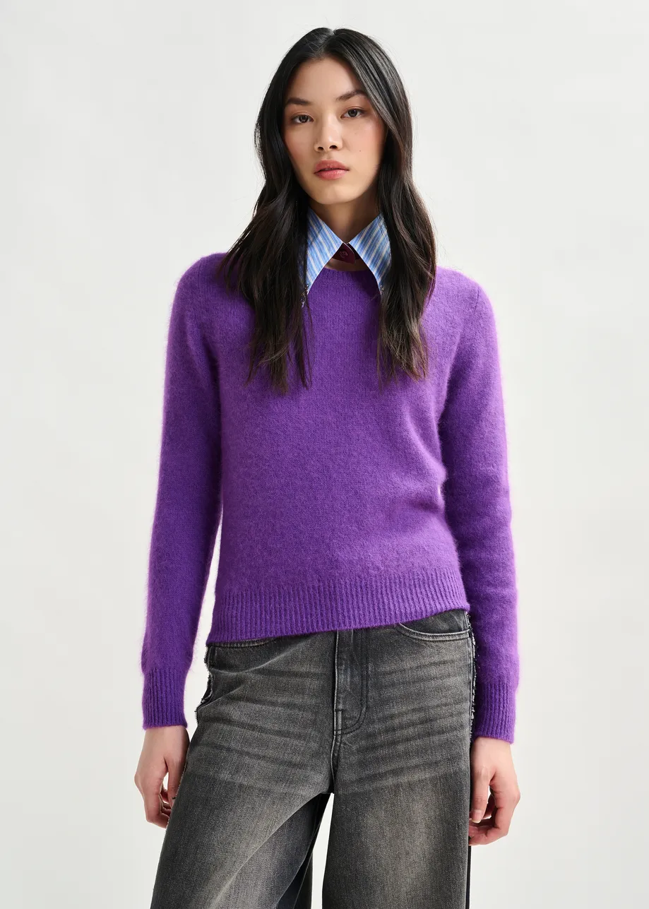 Purple angora blend knit