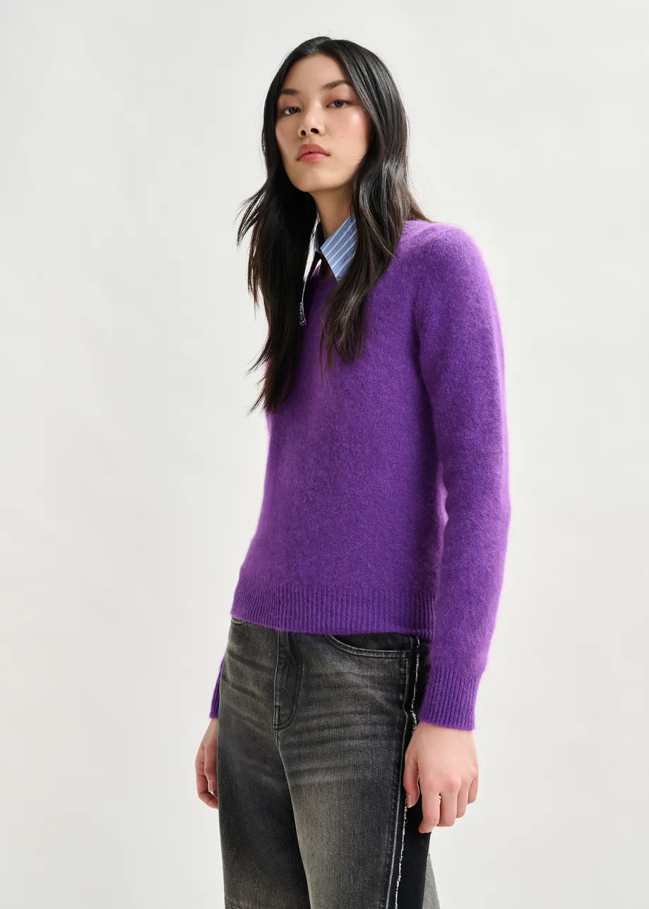Purple angora blend knit